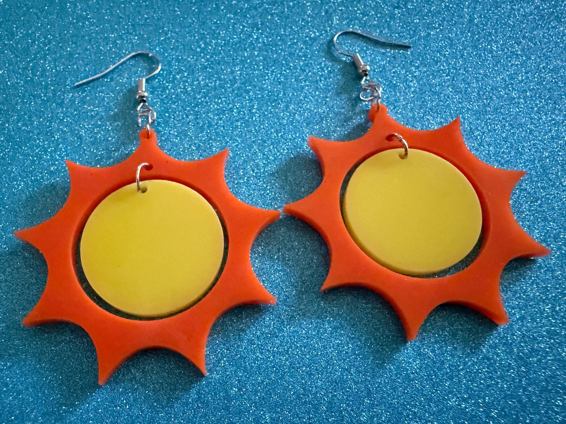 Sun Earrings: Laser Cut Acrylic Suns, Sunshine, Hot Weather, Good Weather, Warm Climate, Tropical Holiday, Best Gifts for Her/Him/Them