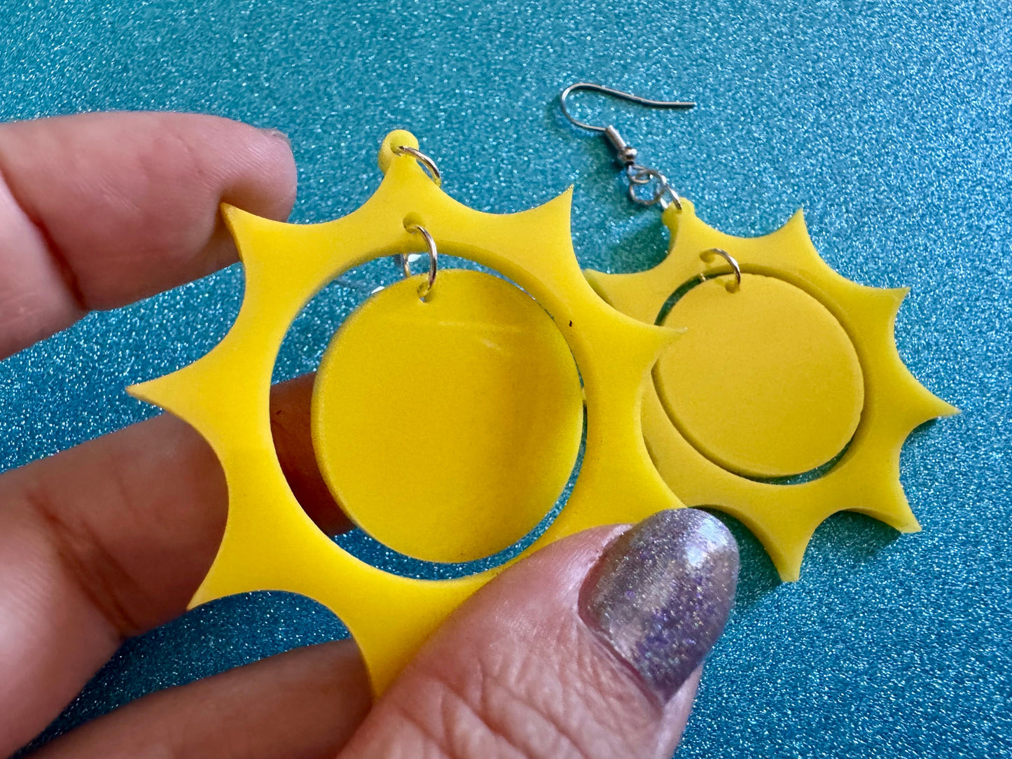 Sun Earrings: Laser Cut Acrylic Suns, Sunshine, Hot Weather, Good Weather, Warm Climate, Tropical Holiday, Best Gifts for Her/Him/Them