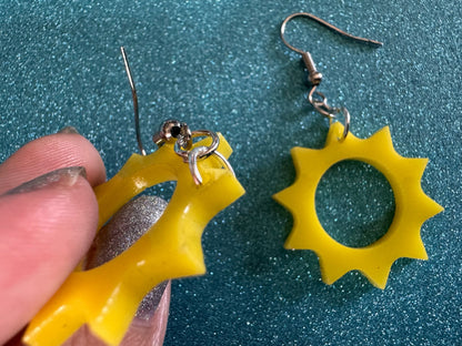 Sun Earrings: Laser Cut Acrylic Suns, Sunshine, Hot Weather, Good Weather, Warm Climate, Tropical Holiday, Best Gifts for Her/Him/Them