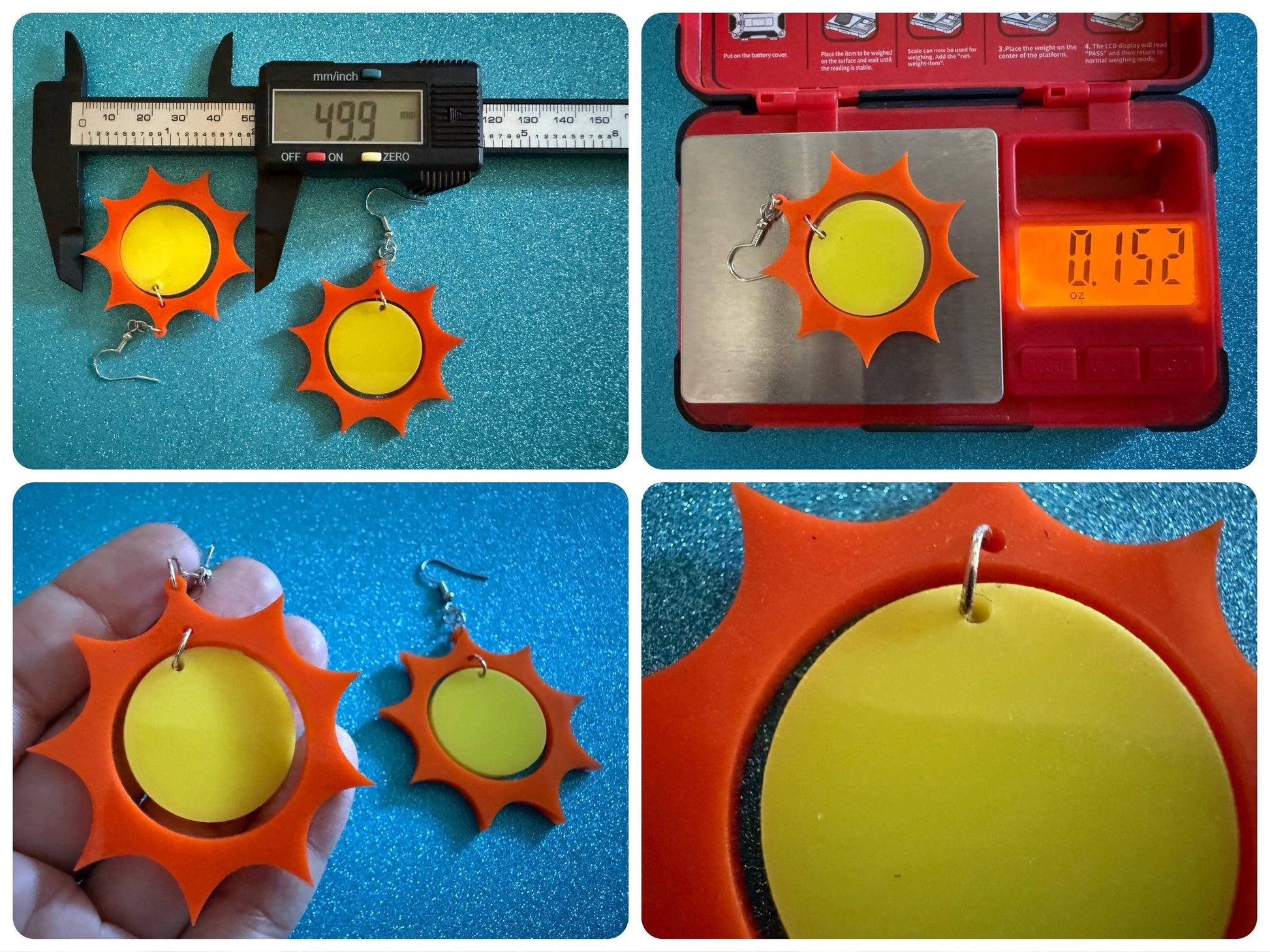 Sun Earrings: Laser Cut Acrylic Suns, Sunshine, Hot Weather, Good Weather, Warm Climate, Tropical Holiday, Best Gifts for Her/Him/Them