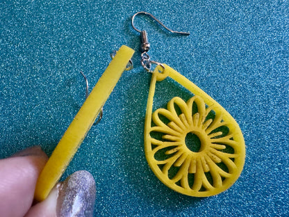 Sunflower Earrings: Laser Cut Acrylic Sunflowers, Flower, Floral, Plant, Botany, Garden, Summer, Support Ukraine, Gifts for Her/Him/Them