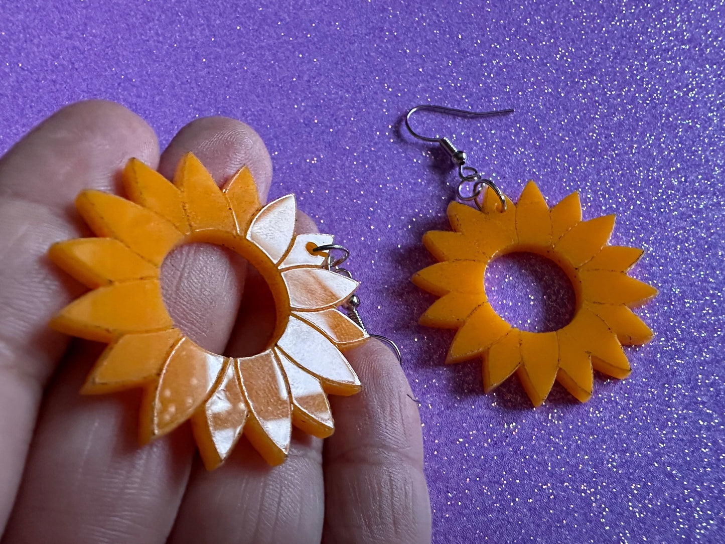Sunflower Earrings: Laser Cut Acrylic Sunflowers, Flower, Floral, Plant, Botany, Garden, Summer, Support Ukraine, Gifts for Her/Him/Them