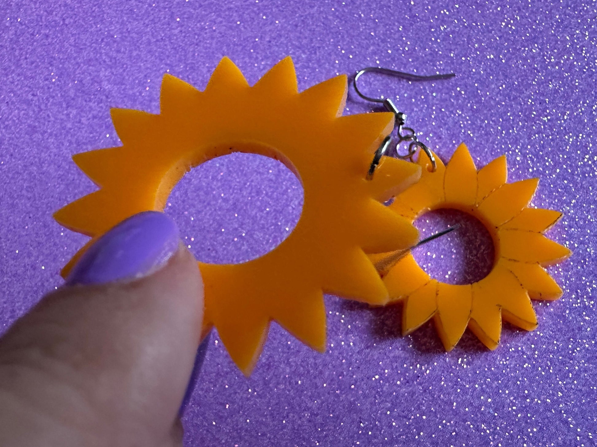 Sunflower Earrings: Laser Cut Acrylic Sunflowers, Flower, Floral, Plant, Botany, Garden, Summer, Support Ukraine, Gifts for Her/Him/Them