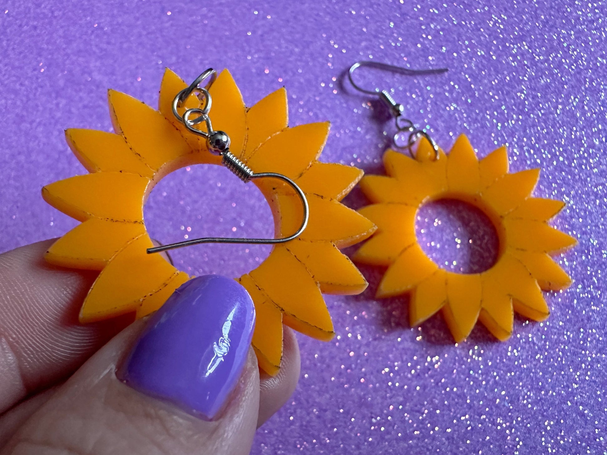 Sunflower Earrings: Laser Cut Acrylic Sunflowers, Flower, Floral, Plant, Botany, Garden, Summer, Support Ukraine, Gifts for Her/Him/Them