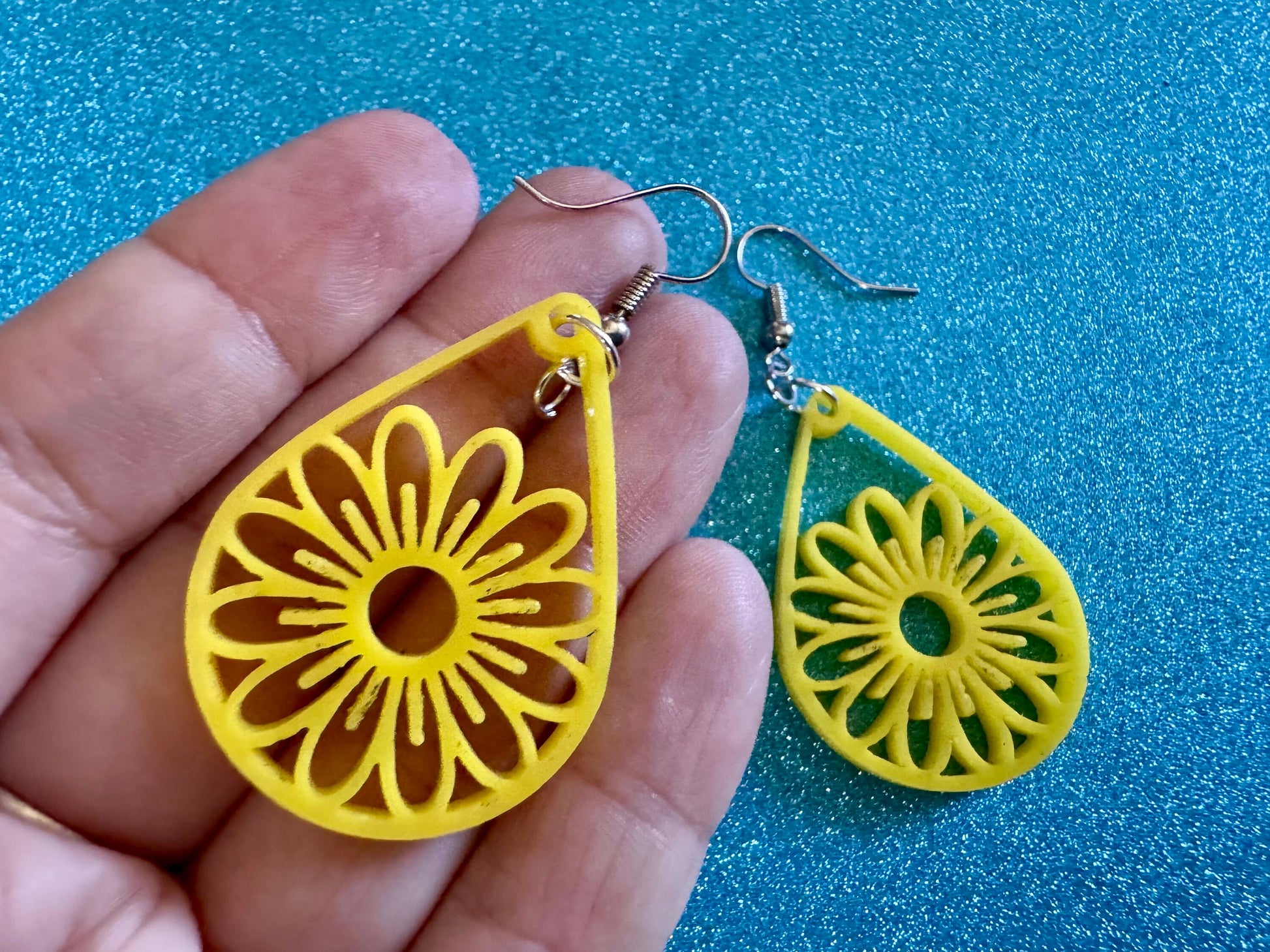 Sunflower Earrings: Laser Cut Acrylic Sunflowers, Flower, Floral, Plant, Botany, Garden, Summer, Support Ukraine, Gifts for Her/Him/Them