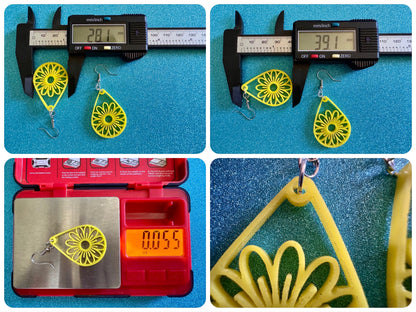 Sunflower Earrings: Laser Cut Acrylic Sunflowers, Flower, Floral, Plant, Botany, Garden, Summer, Support Ukraine, Gifts for Her/Him/Them