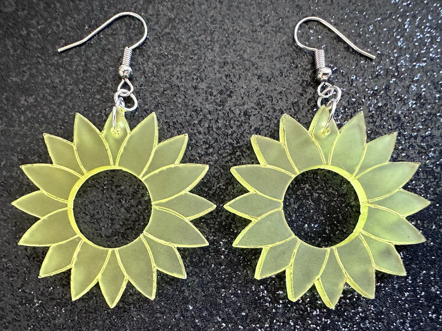 Sunflower Earrings: Laser Cut Acrylic Sunflowers, Flower, Floral, Plant, Botany, Garden, Summer, Ukraine, Best Gifts for Her/Him/Them