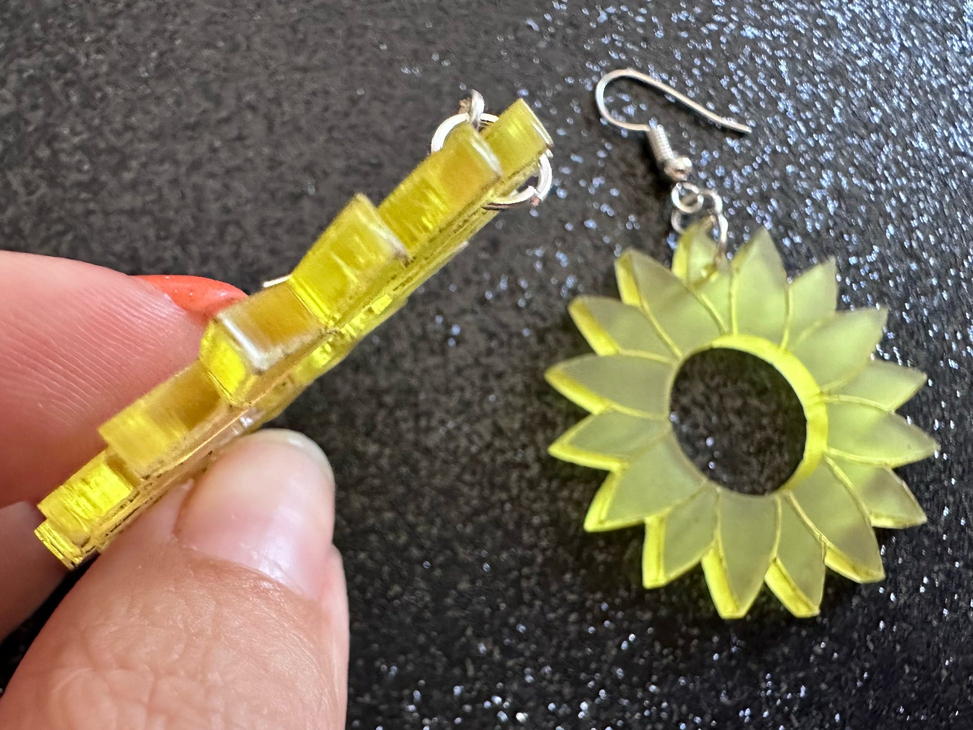 Sunflower Earrings: Laser Cut Acrylic Sunflowers, Flower, Floral, Plant, Botany, Garden, Summer, Ukraine, Best Gifts for Her/Him/Them