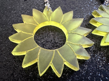 Sunflower Earrings: Laser Cut Acrylic Sunflowers, Flower, Floral, Plant, Botany, Garden, Summer, Ukraine, Best Gifts for Her/Him/Them