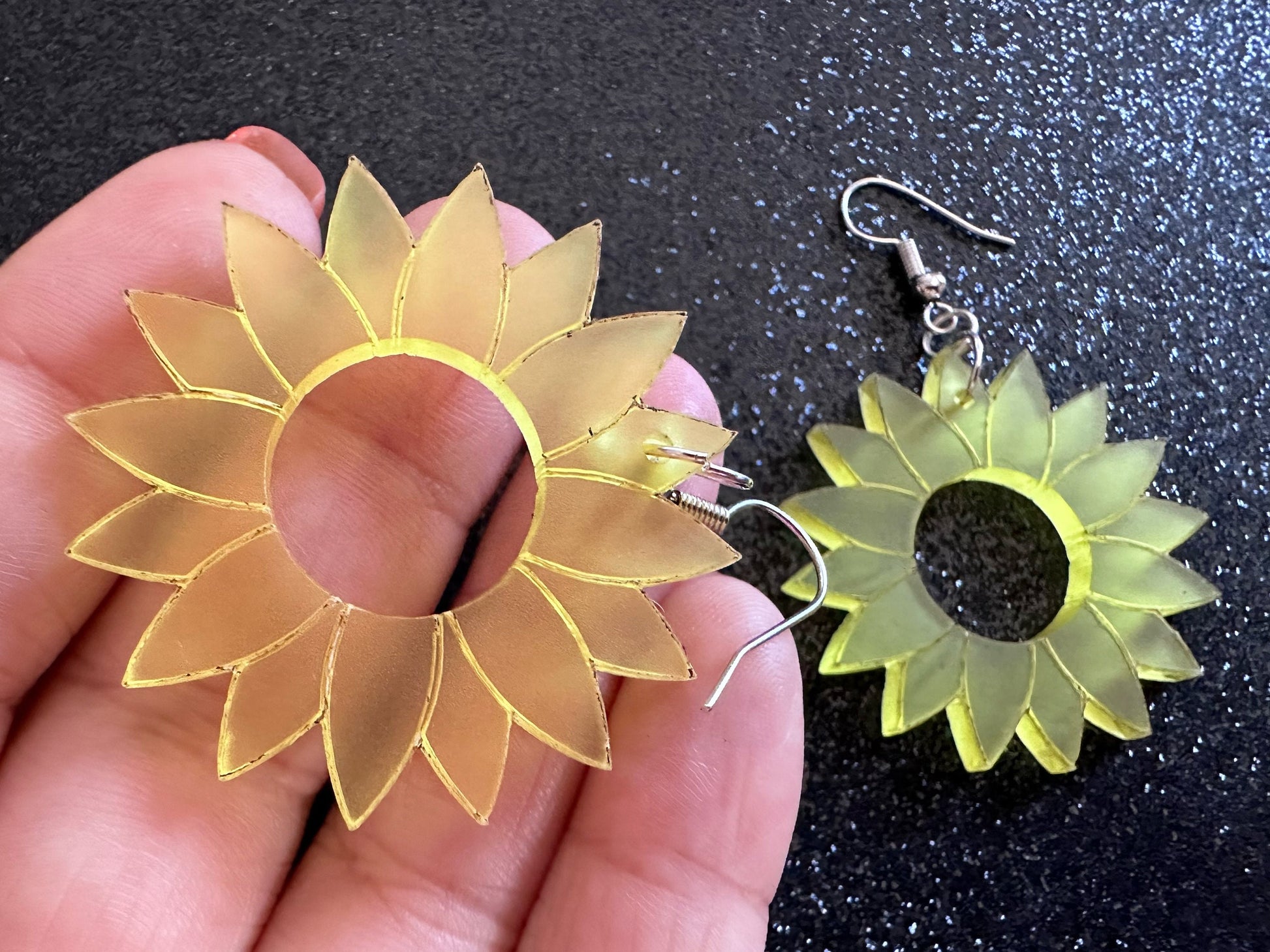 Sunflower Earrings: Laser Cut Acrylic Sunflowers, Flower, Floral, Plant, Botany, Garden, Summer, Ukraine, Best Gifts for Her/Him/Them