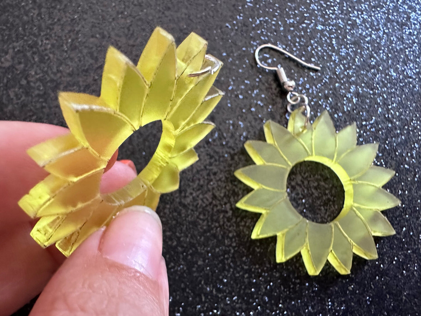 Sunflower Earrings: Laser Cut Acrylic Sunflowers, Flower, Floral, Plant, Botany, Garden, Summer, Ukraine, Best Gifts for Her/Him/Them