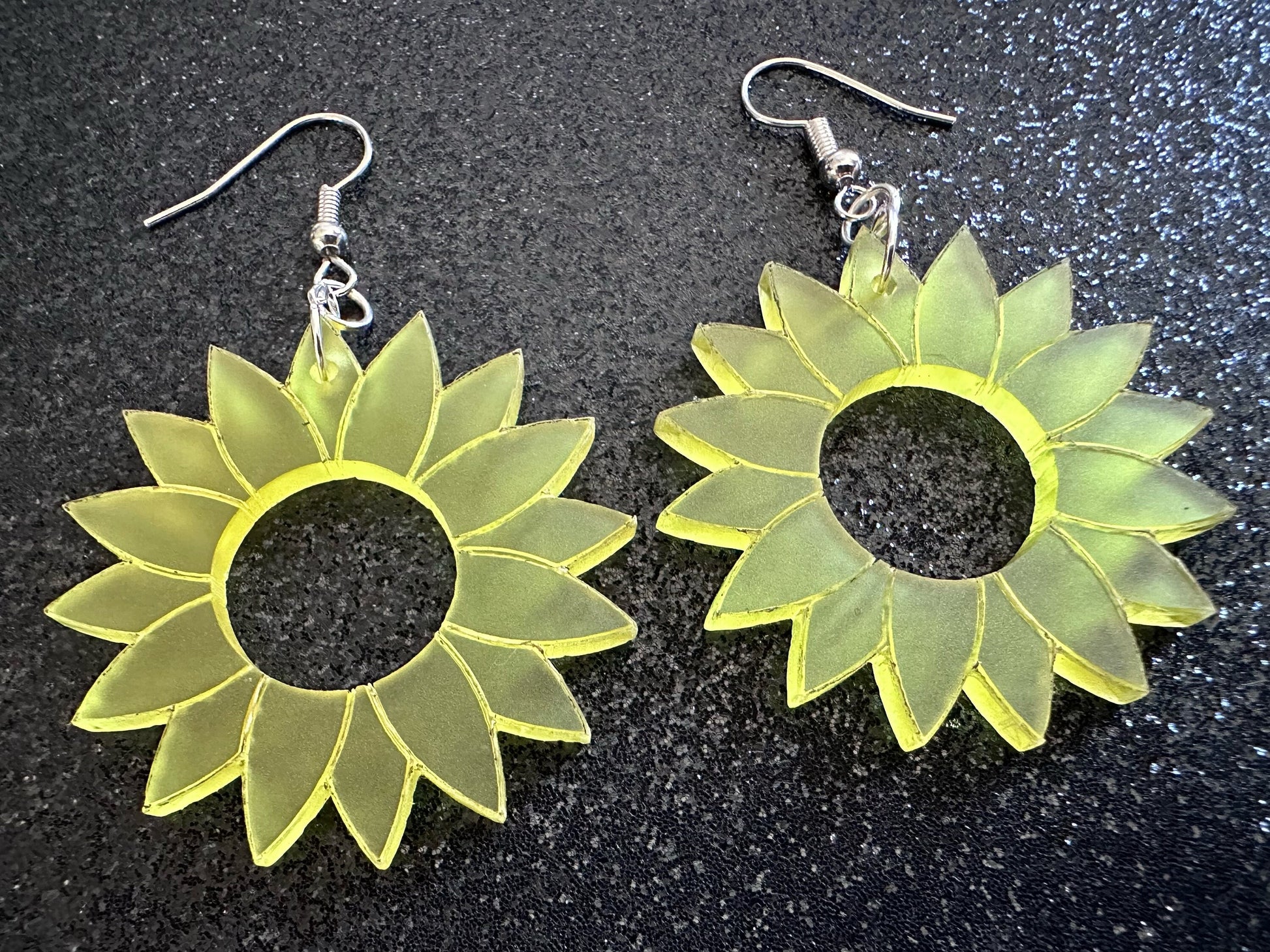 Sunflower Earrings: Laser Cut Acrylic Sunflowers, Flower, Floral, Plant, Botany, Garden, Summer, Ukraine, Best Gifts for Her/Him/Them