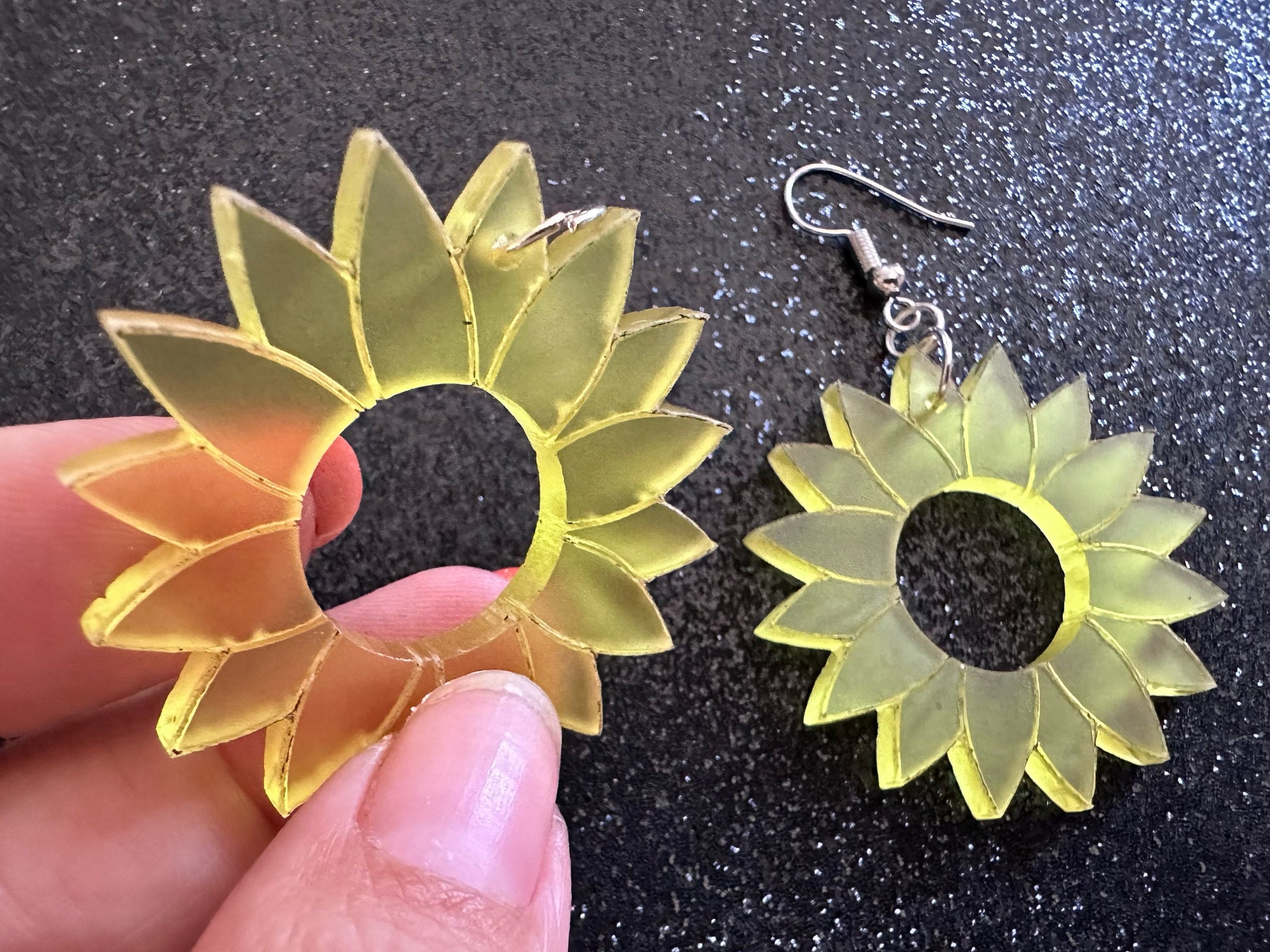 Sunflower Earrings: Laser Cut Acrylic Sunflowers, Flower, Floral, Plant, Botany, Garden, Summer, Ukraine, Best Gifts for Her/Him/Them