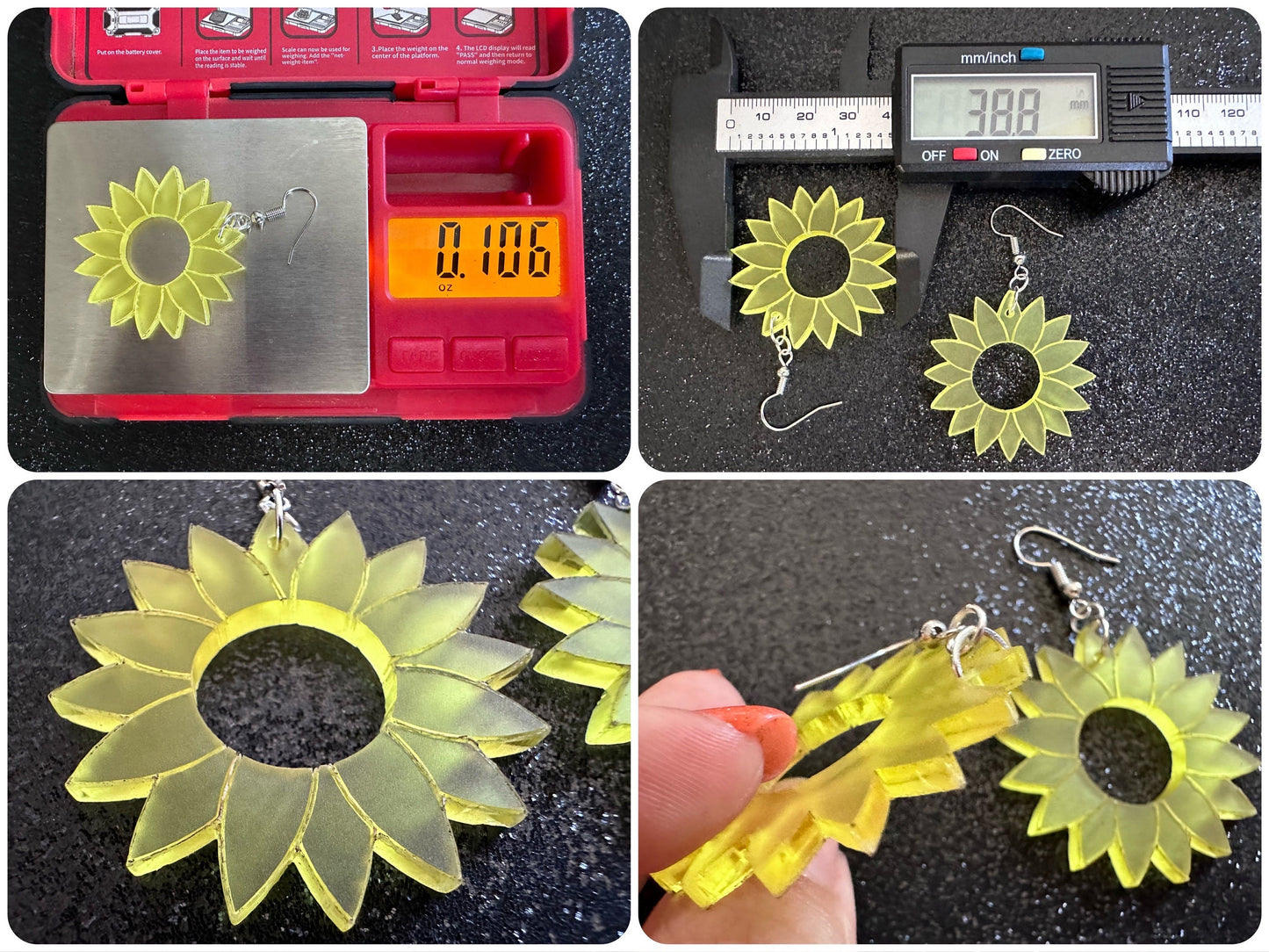 Sunflower Earrings: Laser Cut Acrylic Sunflowers, Flower, Floral, Plant, Botany, Garden, Summer, Ukraine, Best Gifts for Her/Him/Them