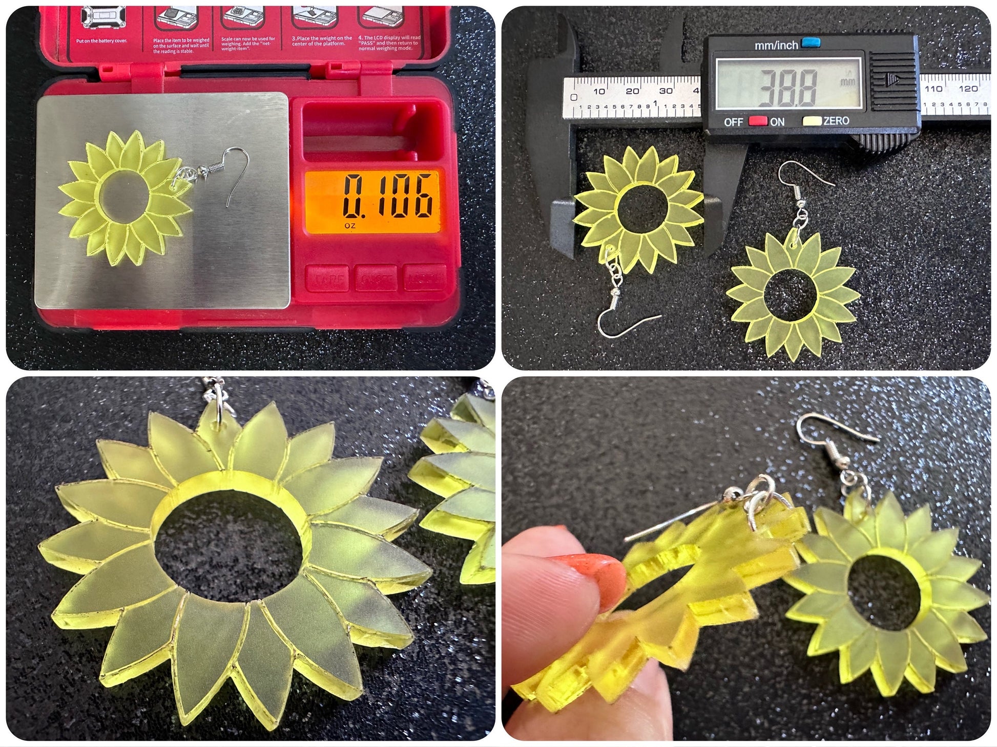 Sunflower Earrings: Laser Cut Acrylic Sunflowers, Flower, Floral, Plant, Botany, Garden, Summer, Ukraine, Best Gifts for Her/Him/Them