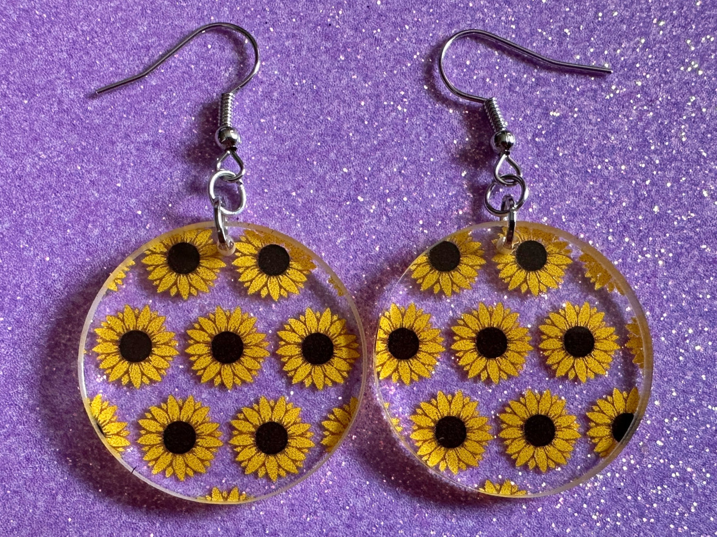 Sunflower Earrings: Laser Cut Acrylic Sunflowers, Flower, Floral, Plant, Botany, Garden, Summer Vibes, Ukraine, Best Gifts for Her/Him/Them