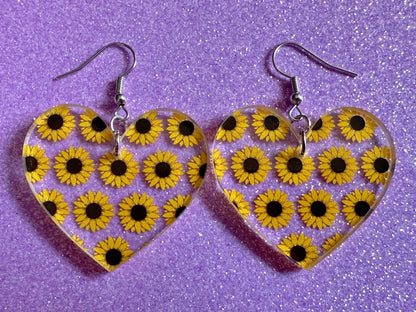 Sunflower Earrings: Laser Cut Acrylic Sunflowers, Flower, Floral, Plant, Botany, Garden, Summer Vibes, Ukraine, Best Gifts for Her/Him/Them