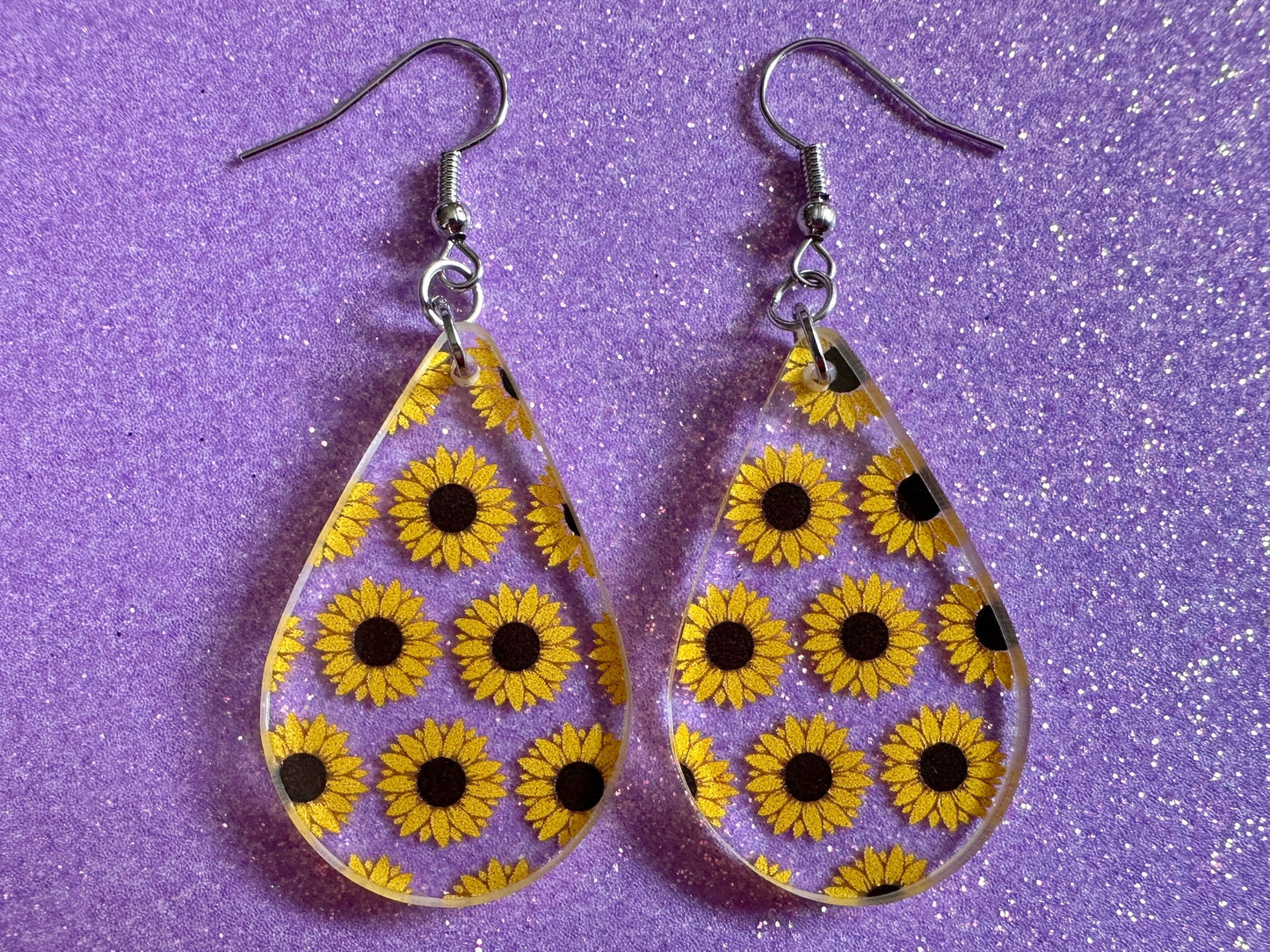 Sunflower Earrings: Laser Cut Acrylic Sunflowers, Flower, Floral, Plant, Botany, Garden, Summer Vibes, Ukraine, Best Gifts for Her/Him/Them