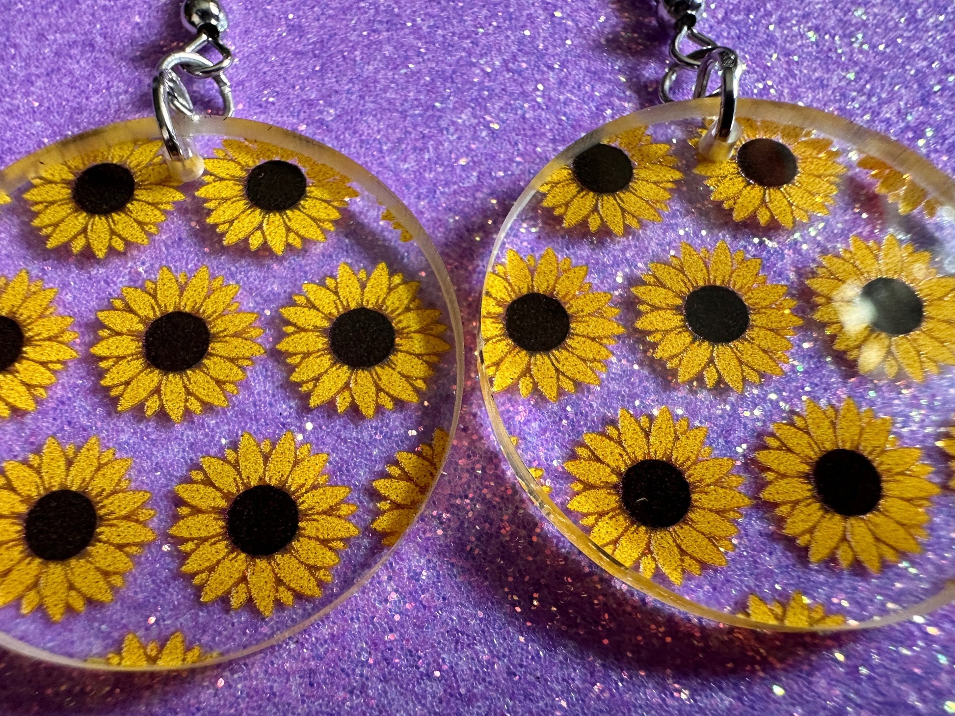 Sunflower Earrings: Laser Cut Acrylic Sunflowers, Flower, Floral, Plant, Botany, Garden, Summer Vibes, Ukraine, Best Gifts for Her/Him/Them