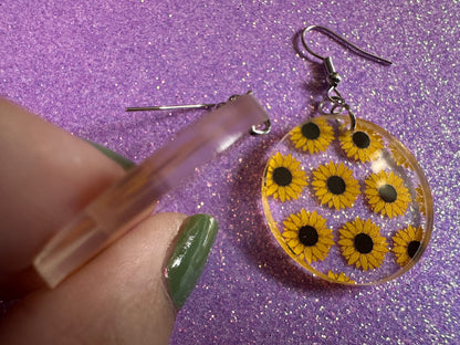 Sunflower Earrings: Laser Cut Acrylic Sunflowers, Flower, Floral, Plant, Botany, Garden, Summer Vibes, Ukraine, Best Gifts for Her/Him/Them