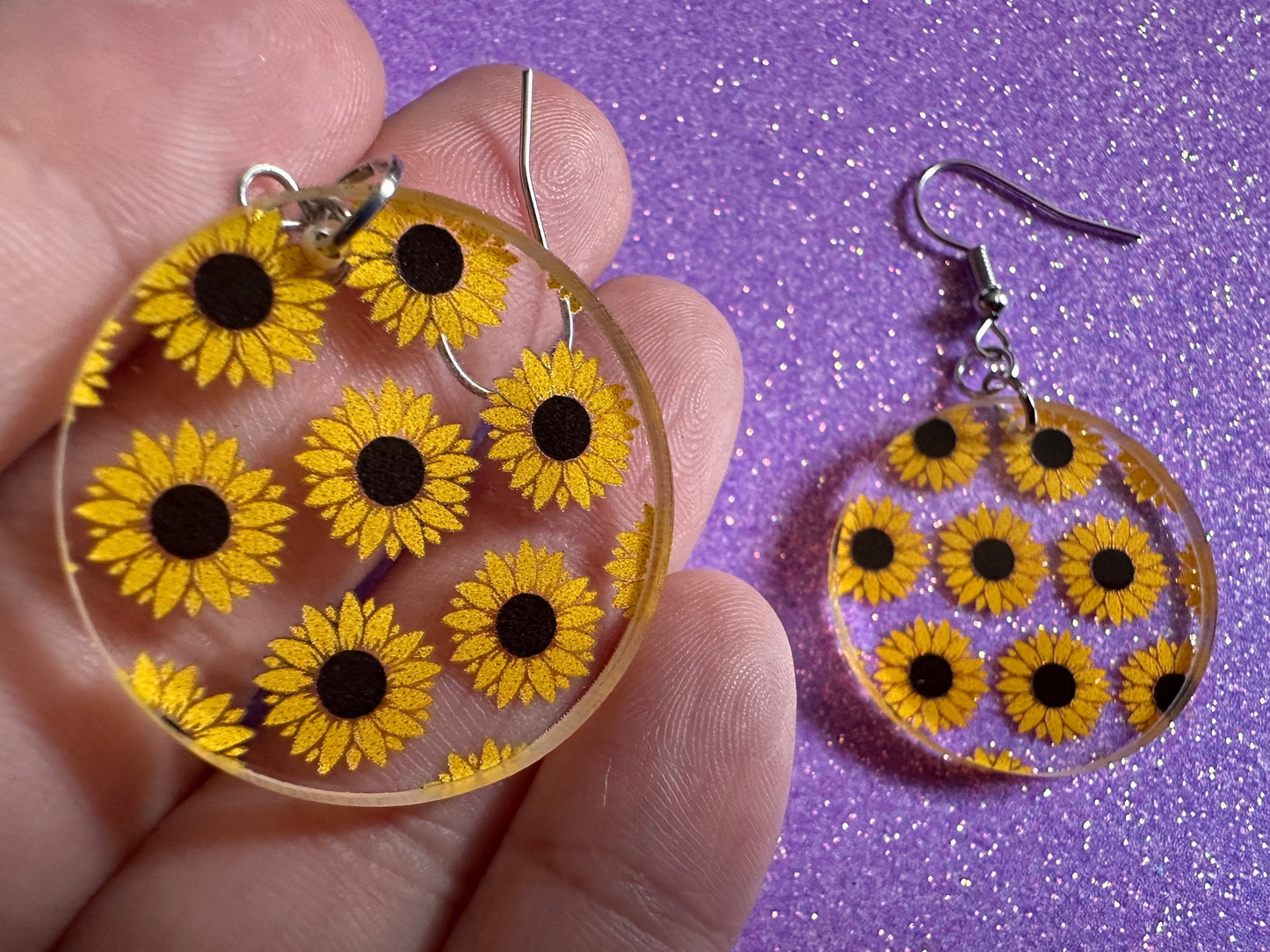 Sunflower Earrings: Laser Cut Acrylic Sunflowers, Flower, Floral, Plant, Botany, Garden, Summer Vibes, Ukraine, Best Gifts for Her/Him/Them