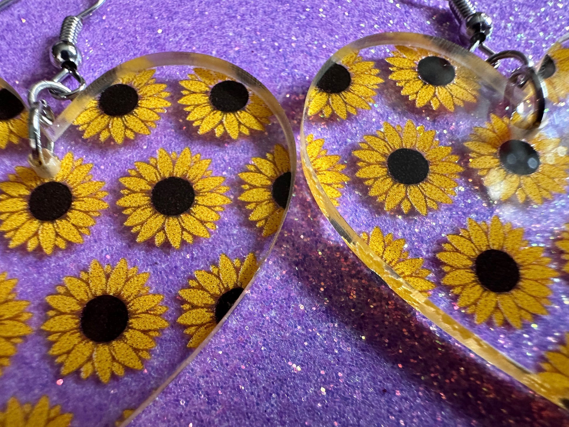 Sunflower Earrings: Laser Cut Acrylic Sunflowers, Flower, Floral, Plant, Botany, Garden, Summer Vibes, Ukraine, Best Gifts for Her/Him/Them