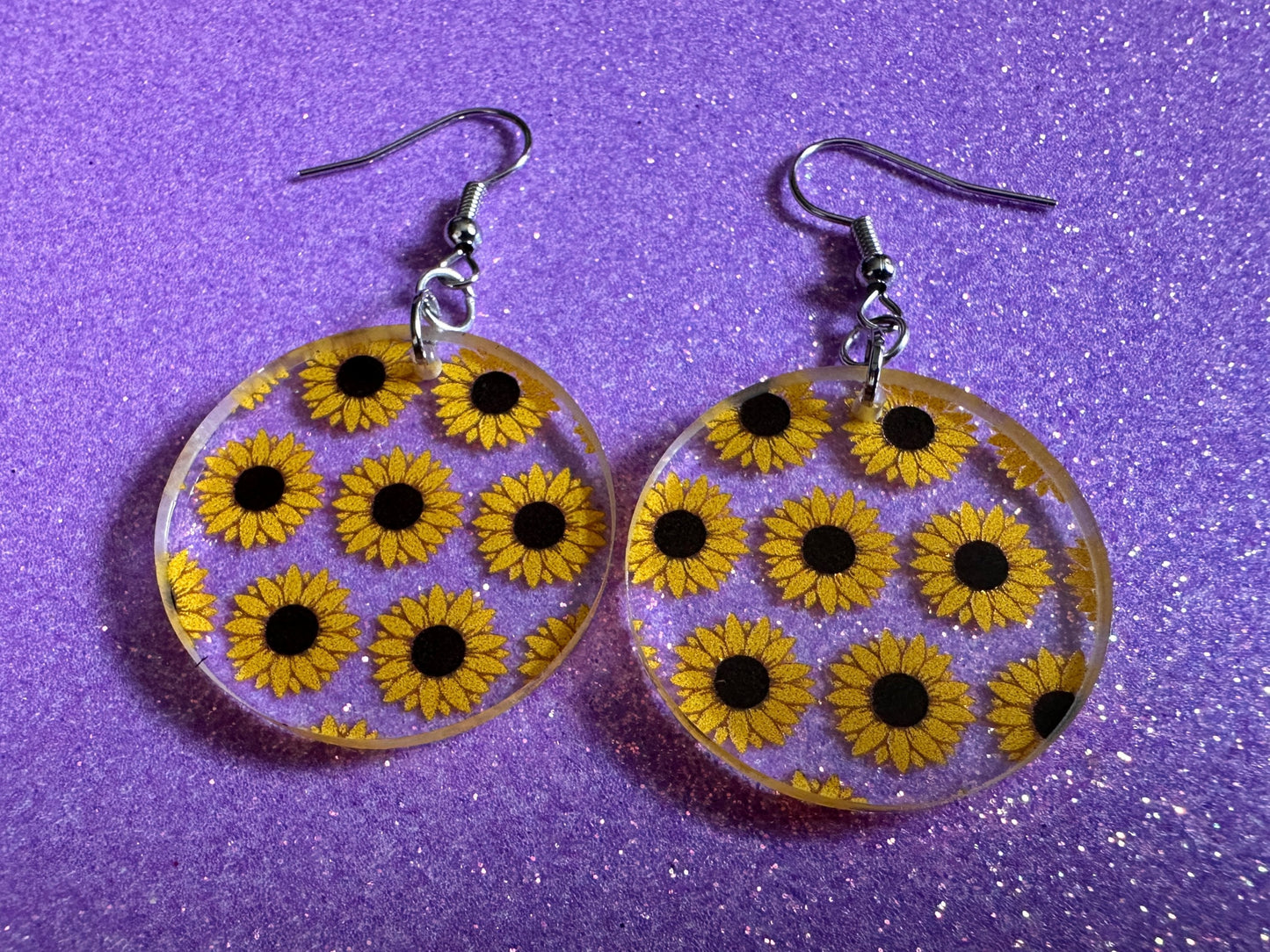 Sunflower Earrings: Laser Cut Acrylic Sunflowers, Flower, Floral, Plant, Botany, Garden, Summer Vibes, Ukraine, Best Gifts for Her/Him/Them