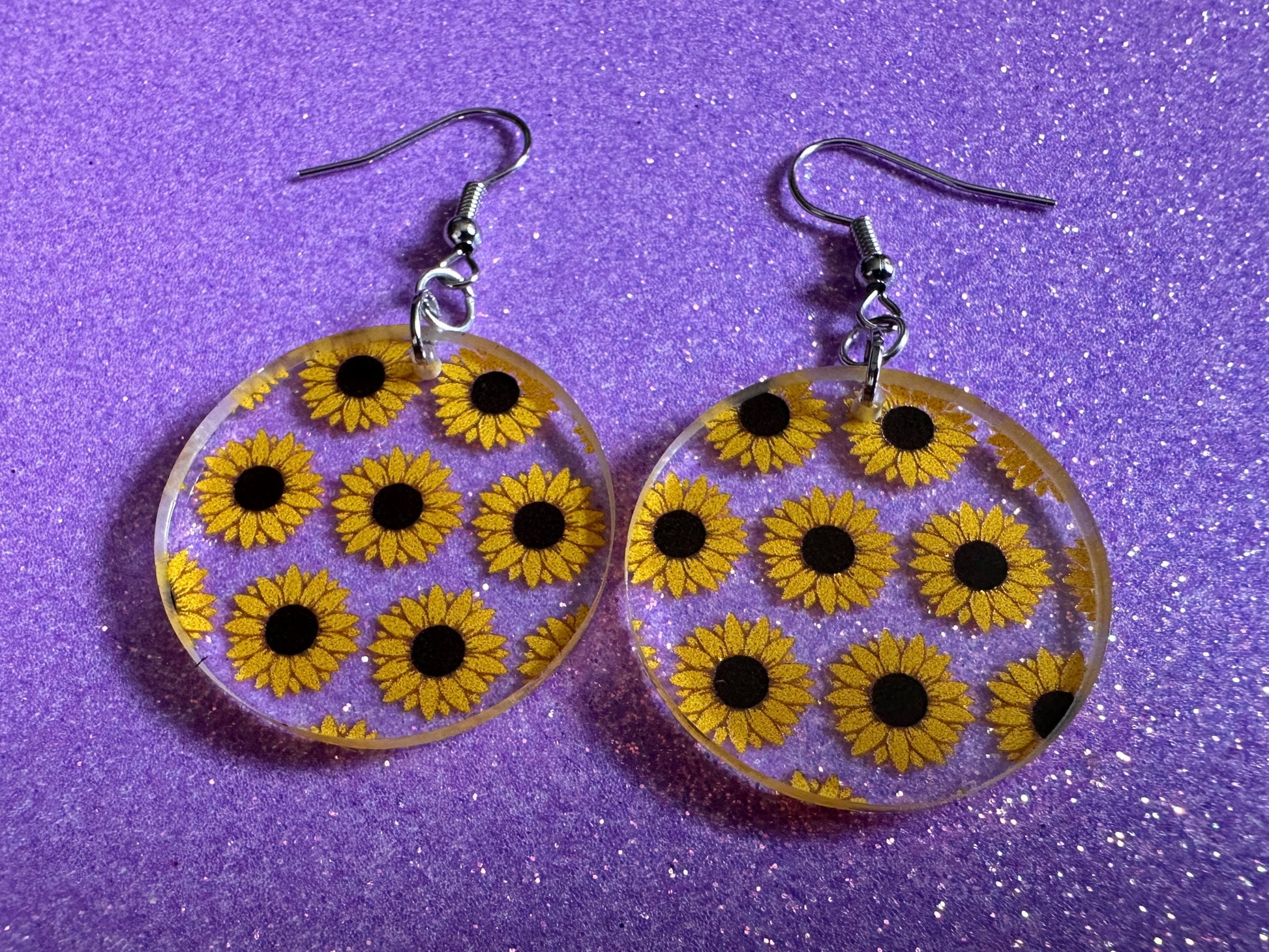 Sunflower Earrings: Laser Cut Acrylic Sunflowers, Flower, Floral, Plant, Botany, Garden, Summer Vibes, Ukraine, Best Gifts for Her/Him/Them