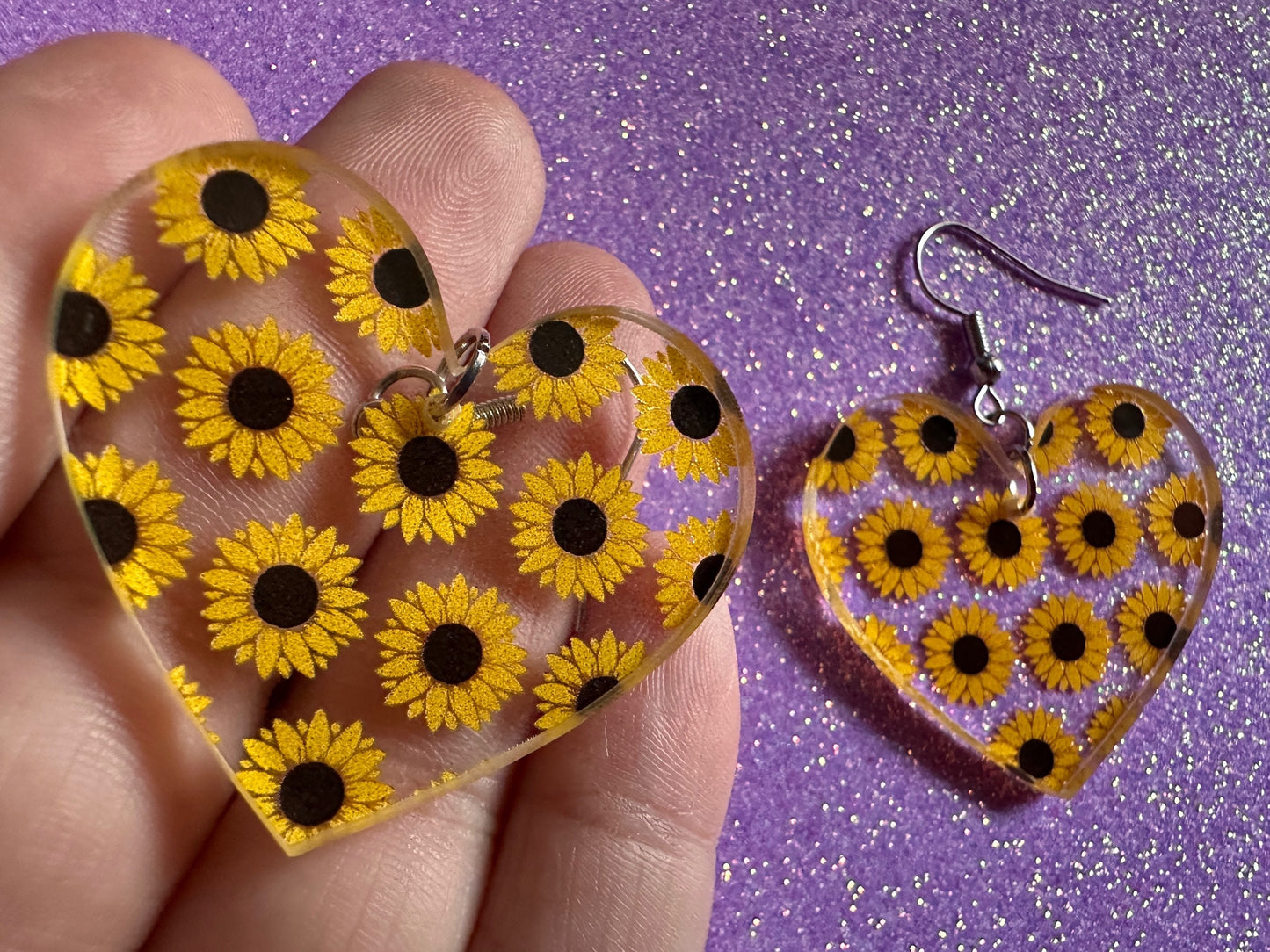 Sunflower Earrings: Laser Cut Acrylic Sunflowers, Flower, Floral, Plant, Botany, Garden, Summer Vibes, Ukraine, Best Gifts for Her/Him/Them