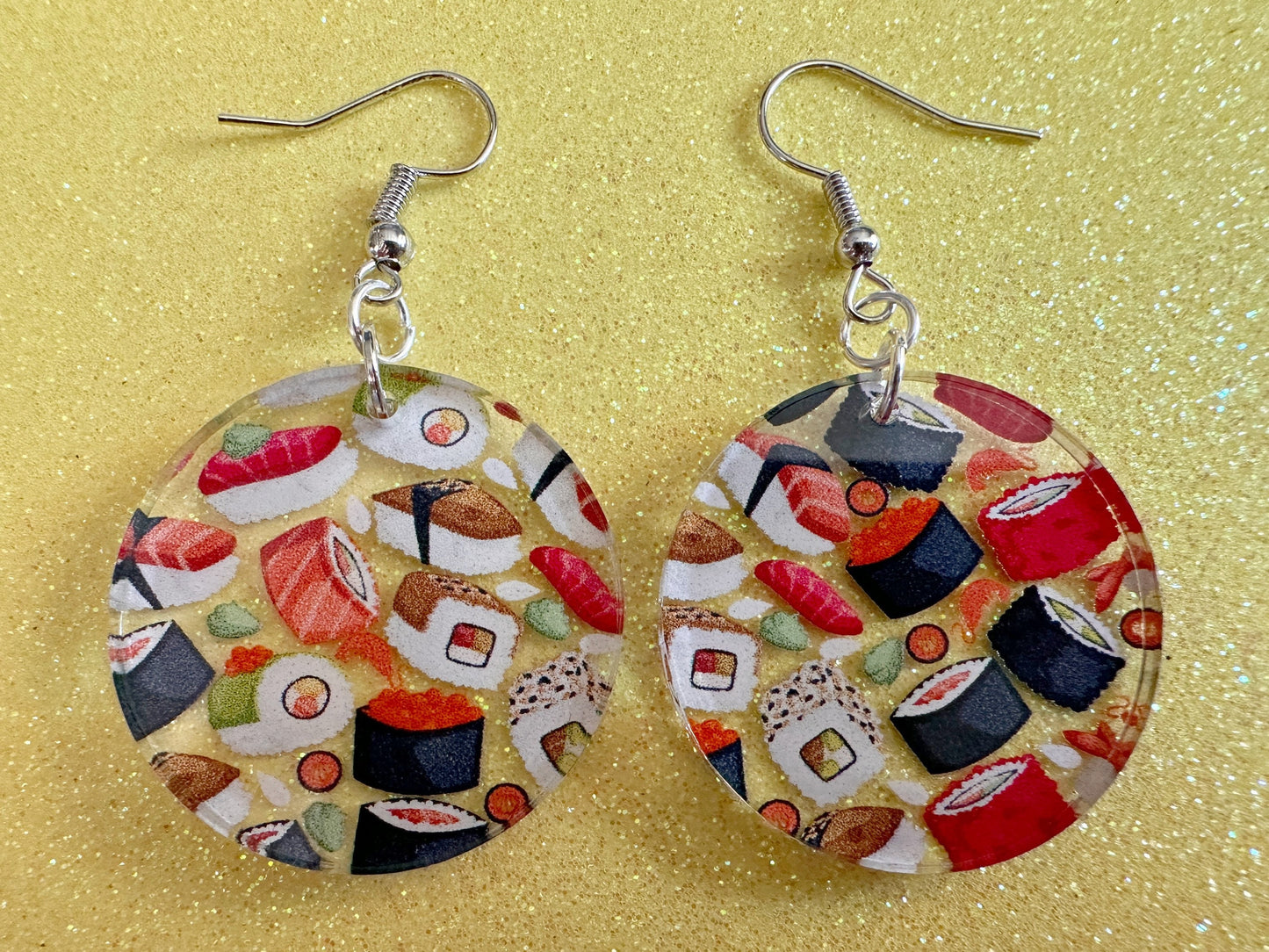Sushi Earrings: Laser Cut Acrylic Sushi Earrings, Seafood, Fish, Japanese, Nigiri, Sushi Rolls, Caviar, Novelty, Best Gifts for Her/Him/Them