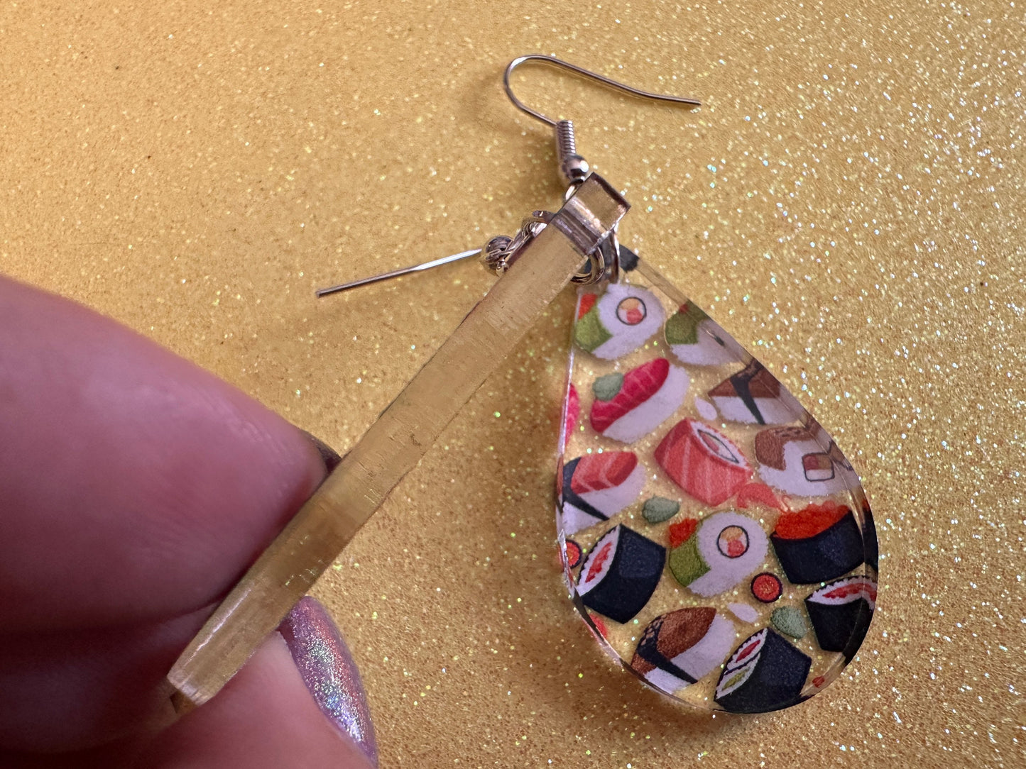 Sushi Earrings: Laser Cut Acrylic Sushi Earrings, Seafood, Fish, Japanese, Nigiri, Sushi Rolls, Caviar, Novelty, Best Gifts for Her/Him/Them