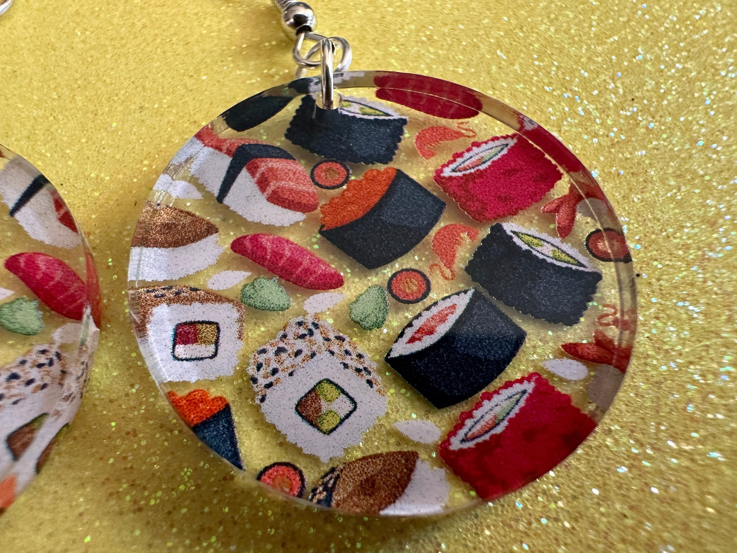 Sushi Earrings: Laser Cut Acrylic Sushi Earrings, Seafood, Fish, Japanese, Nigiri, Sushi Rolls, Caviar, Novelty, Best Gifts for Her/Him/Them