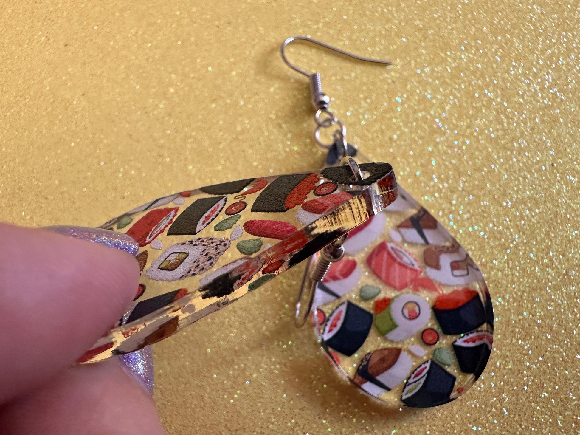 Sushi Earrings: Laser Cut Acrylic Sushi Earrings, Seafood, Fish, Japanese, Nigiri, Sushi Rolls, Caviar, Novelty, Best Gifts for Her/Him/Them