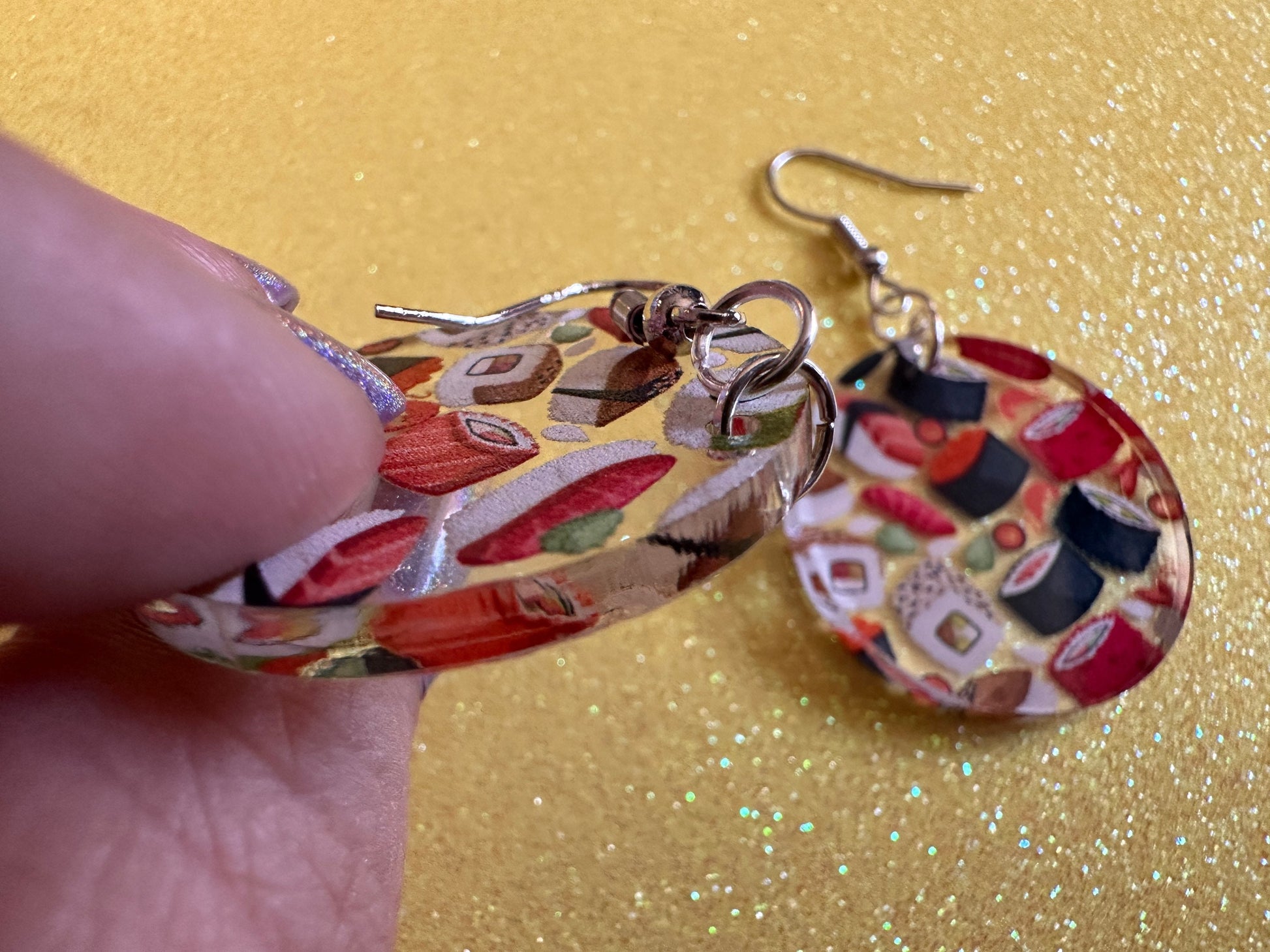 Sushi Earrings: Laser Cut Acrylic Sushi Earrings, Seafood, Fish, Japanese, Nigiri, Sushi Rolls, Caviar, Novelty, Best Gifts for Her/Him/Them