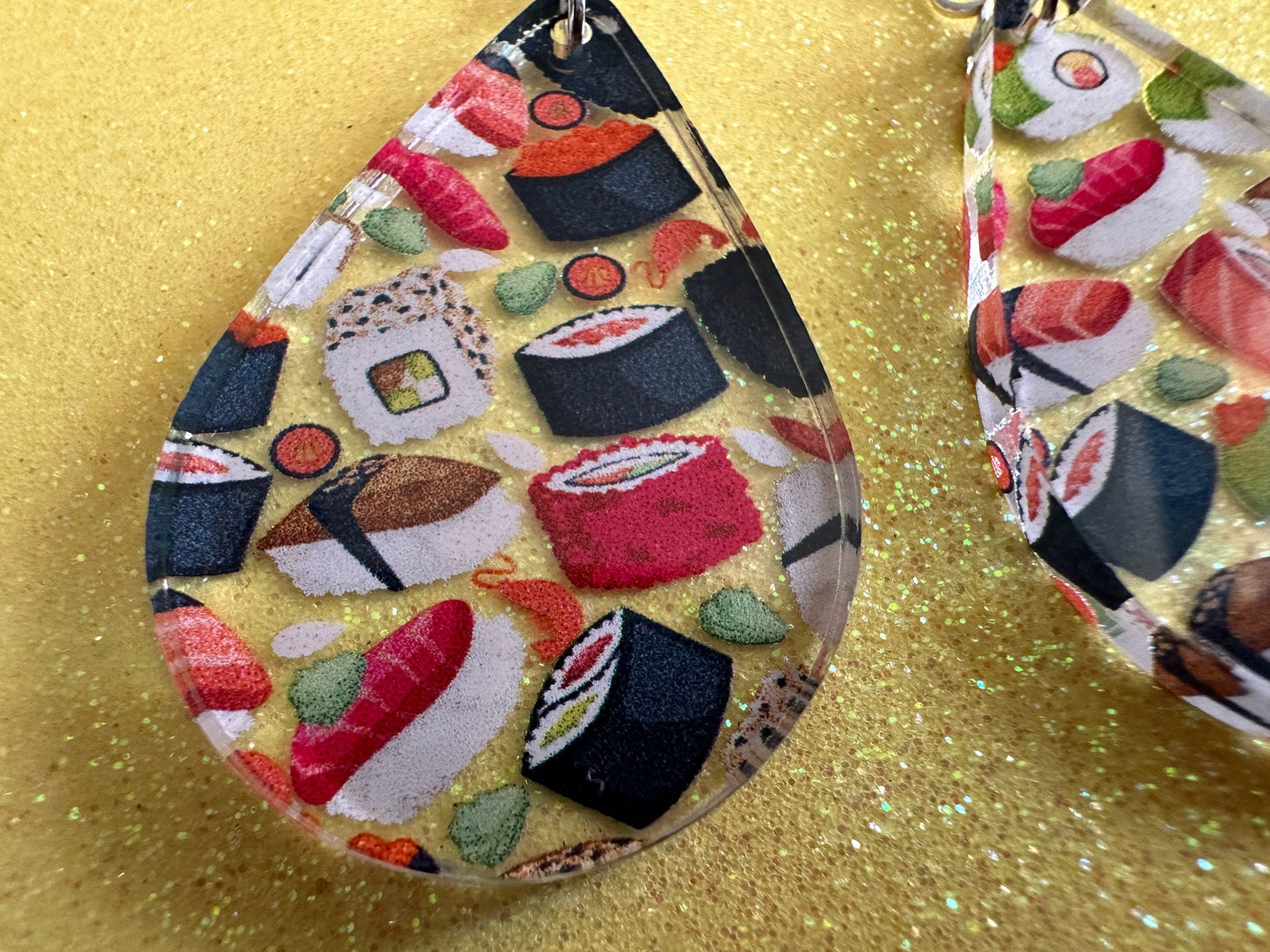 Sushi Earrings: Laser Cut Acrylic Sushi Earrings, Seafood, Fish, Japanese, Nigiri, Sushi Rolls, Caviar, Novelty, Best Gifts for Her/Him/Them