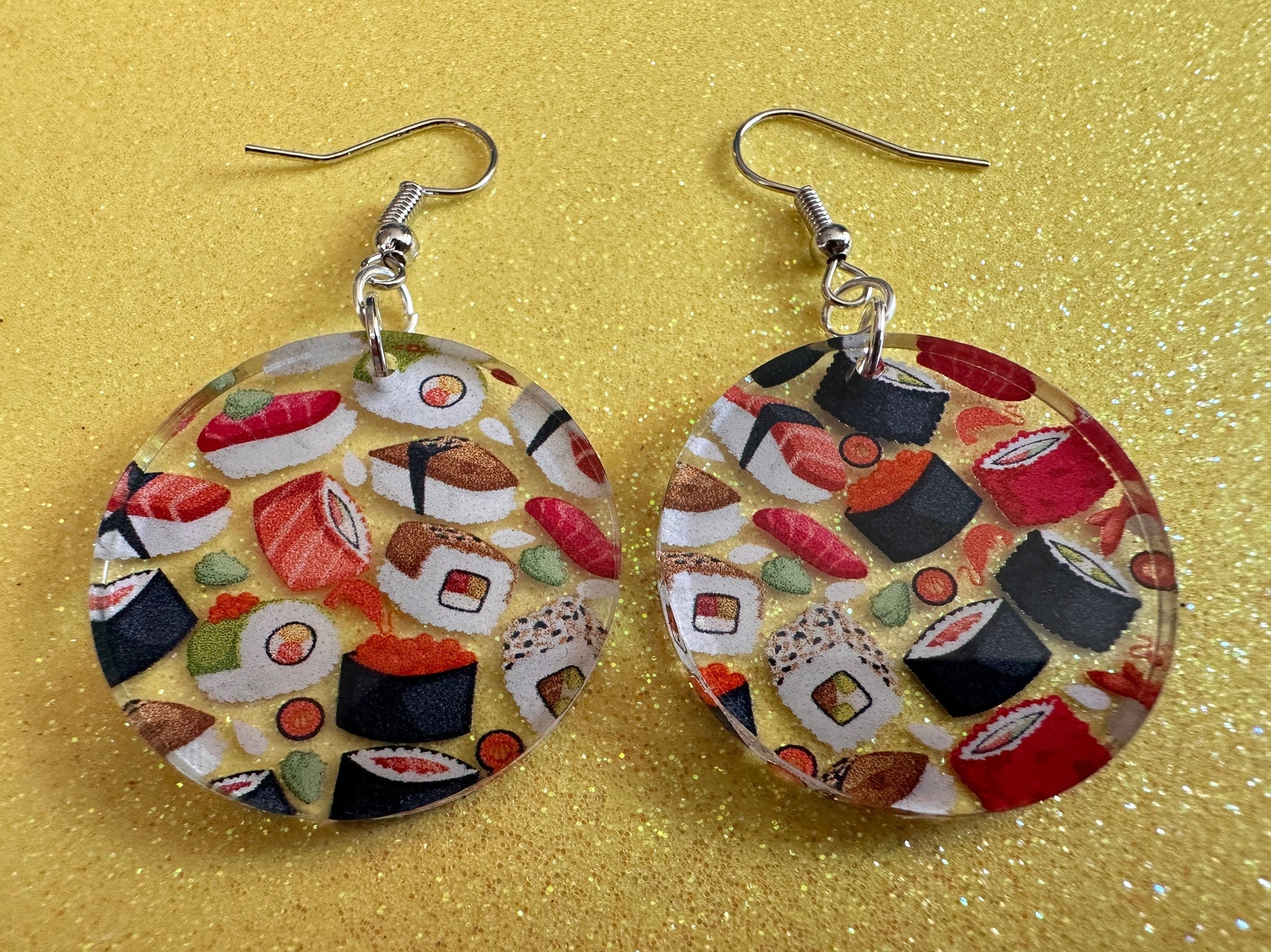 Sushi Earrings: Laser Cut Acrylic Sushi Earrings, Seafood, Fish, Japanese, Nigiri, Sushi Rolls, Caviar, Novelty, Best Gifts for Her/Him/Them