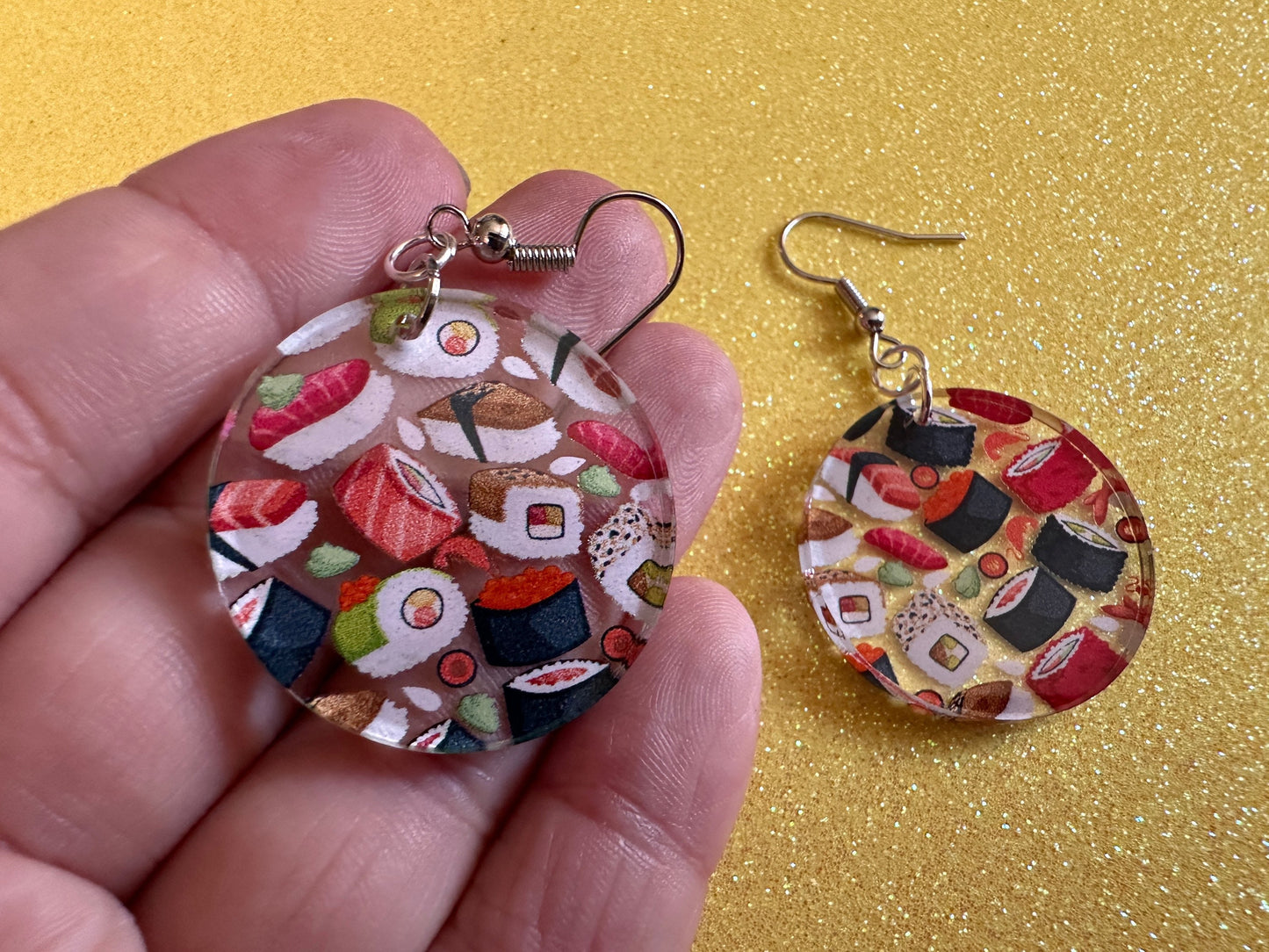 Sushi Earrings: Laser Cut Acrylic Sushi Earrings, Seafood, Fish, Japanese, Nigiri, Sushi Rolls, Caviar, Novelty, Best Gifts for Her/Him/Them