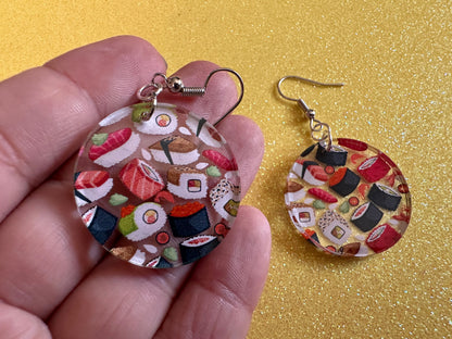 Sushi Earrings: Laser Cut Acrylic Sushi Earrings, Seafood, Fish, Japanese, Nigiri, Sushi Rolls, Caviar, Novelty, Best Gifts for Her/Him/Them