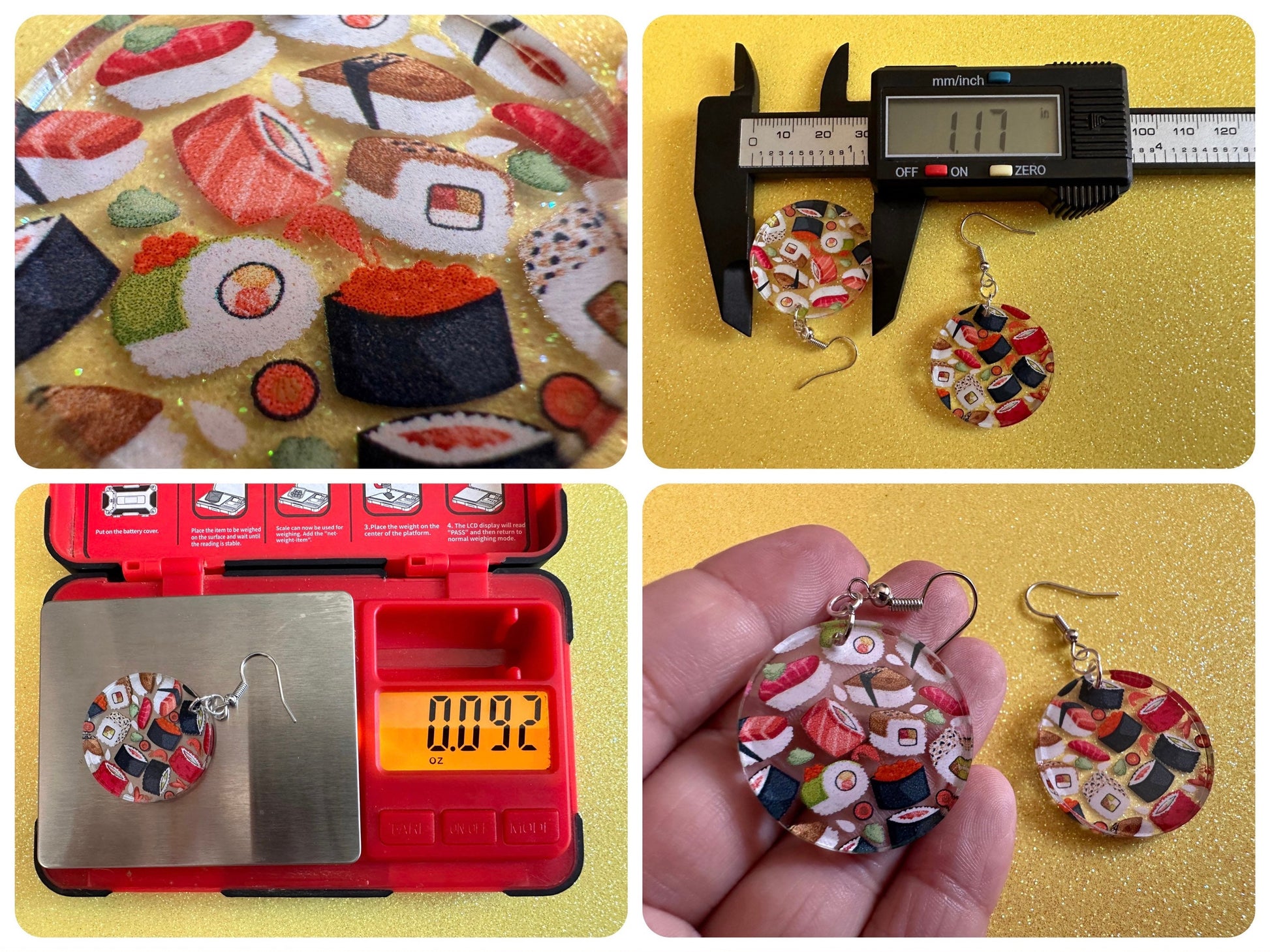 Sushi Earrings: Laser Cut Acrylic Sushi Earrings, Seafood, Fish, Japanese, Nigiri, Sushi Rolls, Caviar, Novelty, Best Gifts for Her/Him/Them