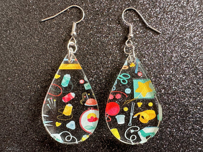 Tailor Earrings: Laser Cut Acrylic Sewing Machines, Hobby, Ruler, Yarn, Buttons, Sewing, Iron, Zipper, Needle, Best Gifts for Her/Him/Them