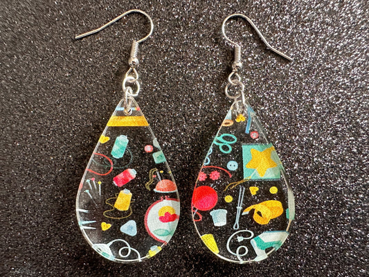 Tailor Earrings: Laser Cut Acrylic Sewing Machines, Hobby, Ruler, Yarn, Buttons, Sewing, Iron, Zipper, Needle, Best Gifts for Her/Him/Them