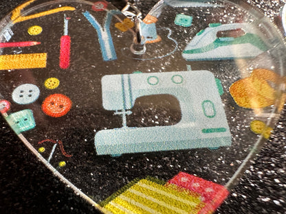 Tailor Earrings: Laser Cut Acrylic Sewing Machines, Hobby, Ruler, Yarn, Buttons, Sewing, Iron, Zipper, Needle, Best Gifts for Her/Him/Them