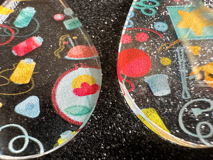 Tailor Earrings: Laser Cut Acrylic Sewing Machines, Hobby, Ruler, Yarn, Buttons, Sewing, Iron, Zipper, Needle, Best Gifts for Her/Him/Them