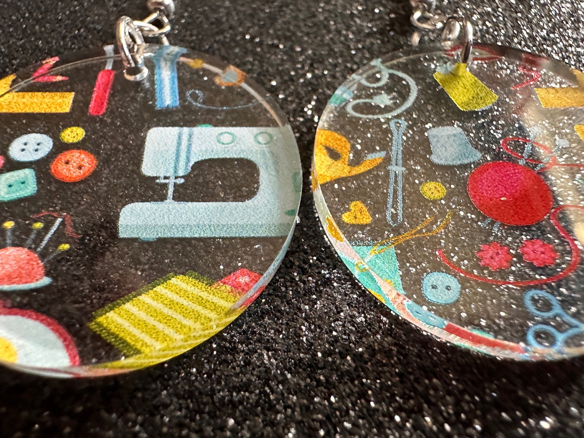 Tailor Earrings: Laser Cut Acrylic Sewing Machines, Hobby, Ruler, Yarn, Buttons, Sewing, Iron, Zipper, Needle, Best Gifts for Her/Him/Them