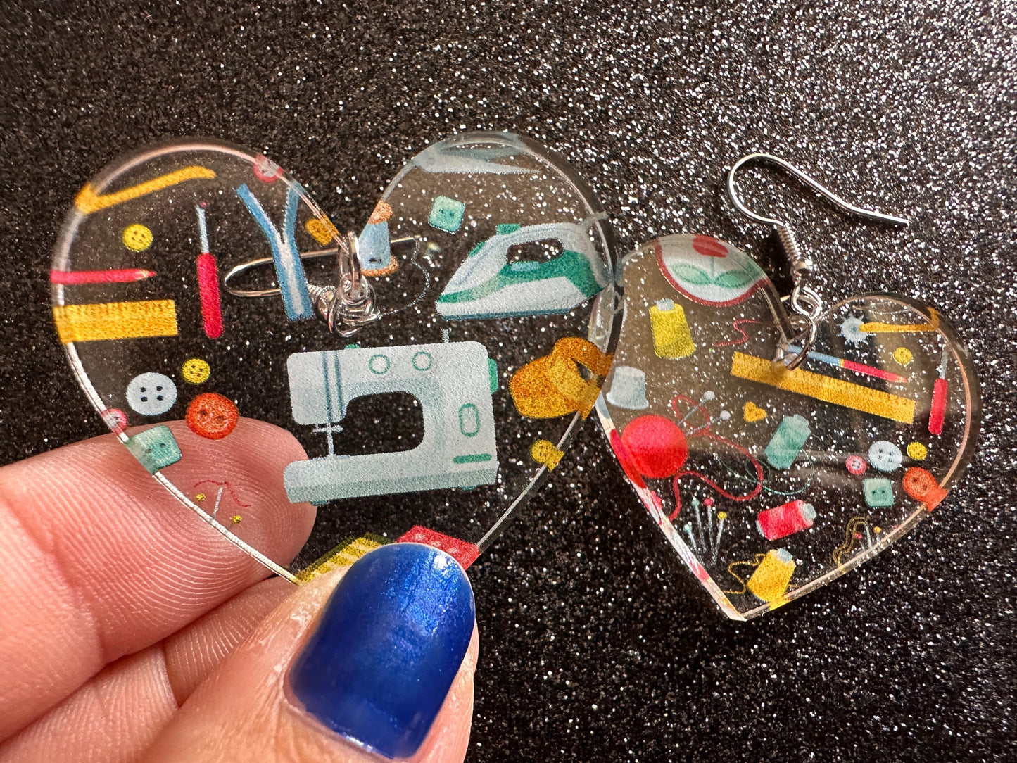 Tailor Earrings: Laser Cut Acrylic Sewing Machines, Hobby, Ruler, Yarn, Buttons, Sewing, Iron, Zipper, Needle, Best Gifts for Her/Him/Them