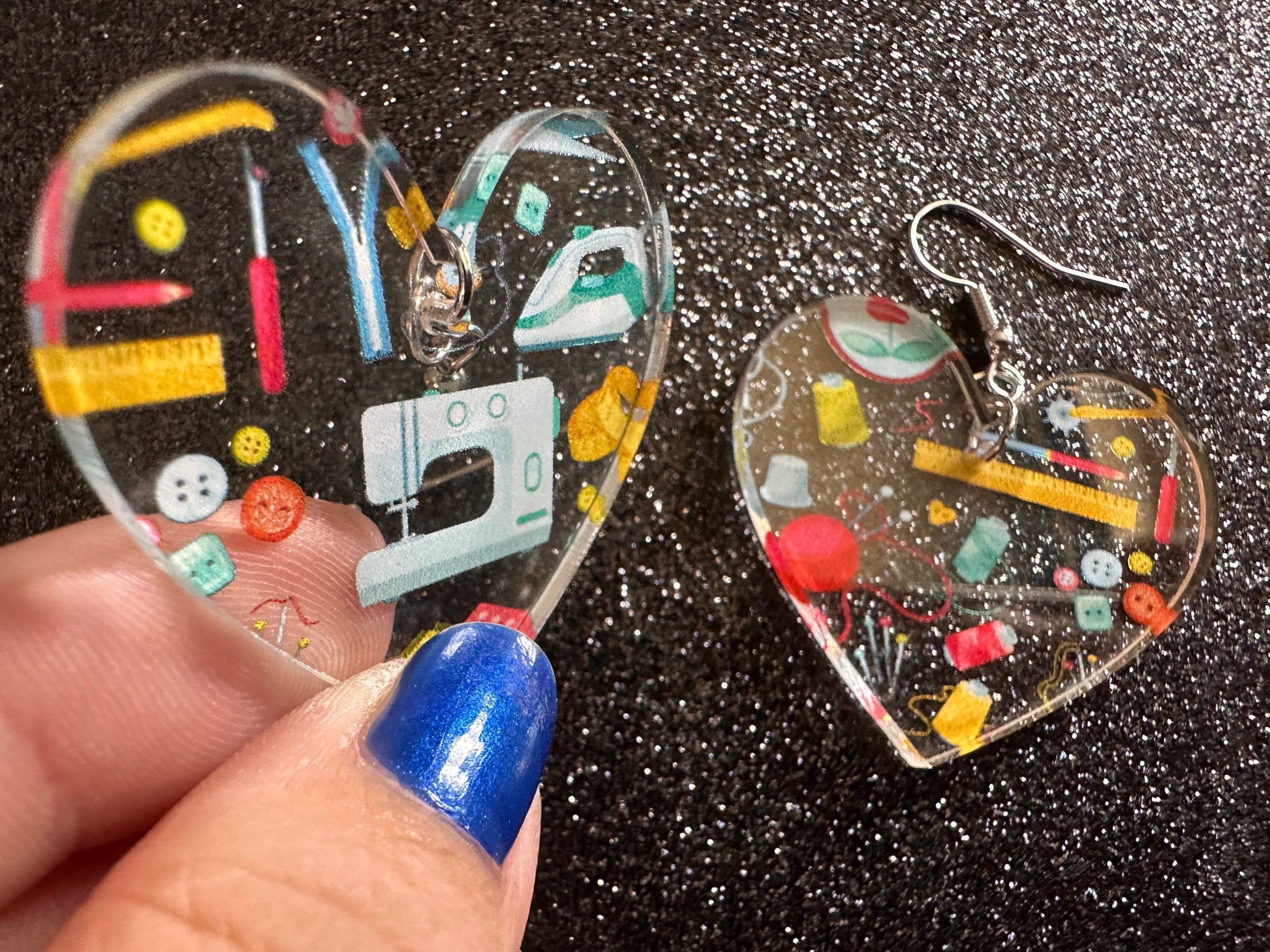 Tailor Earrings: Laser Cut Acrylic Sewing Machines, Hobby, Ruler, Yarn, Buttons, Sewing, Iron, Zipper, Needle, Best Gifts for Her/Him/Them