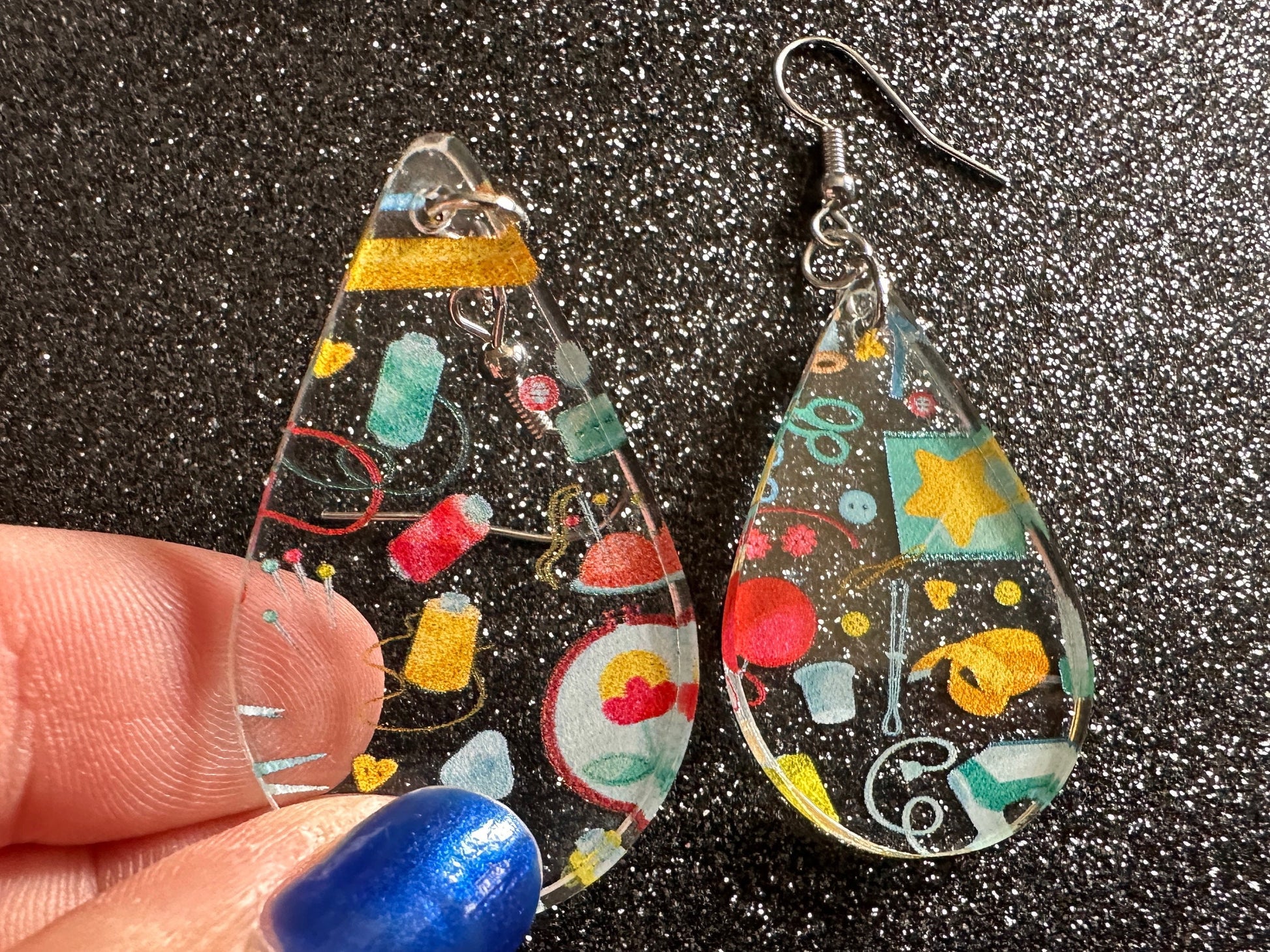 Tailor Earrings: Laser Cut Acrylic Sewing Machines, Hobby, Ruler, Yarn, Buttons, Sewing, Iron, Zipper, Needle, Best Gifts for Her/Him/Them