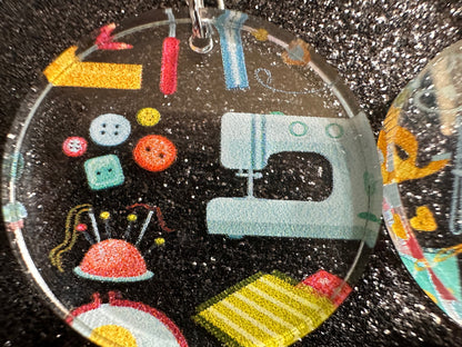 Tailor Earrings: Laser Cut Acrylic Sewing Machines, Hobby, Ruler, Yarn, Buttons, Sewing, Iron, Zipper, Needle, Best Gifts for Her/Him/Them