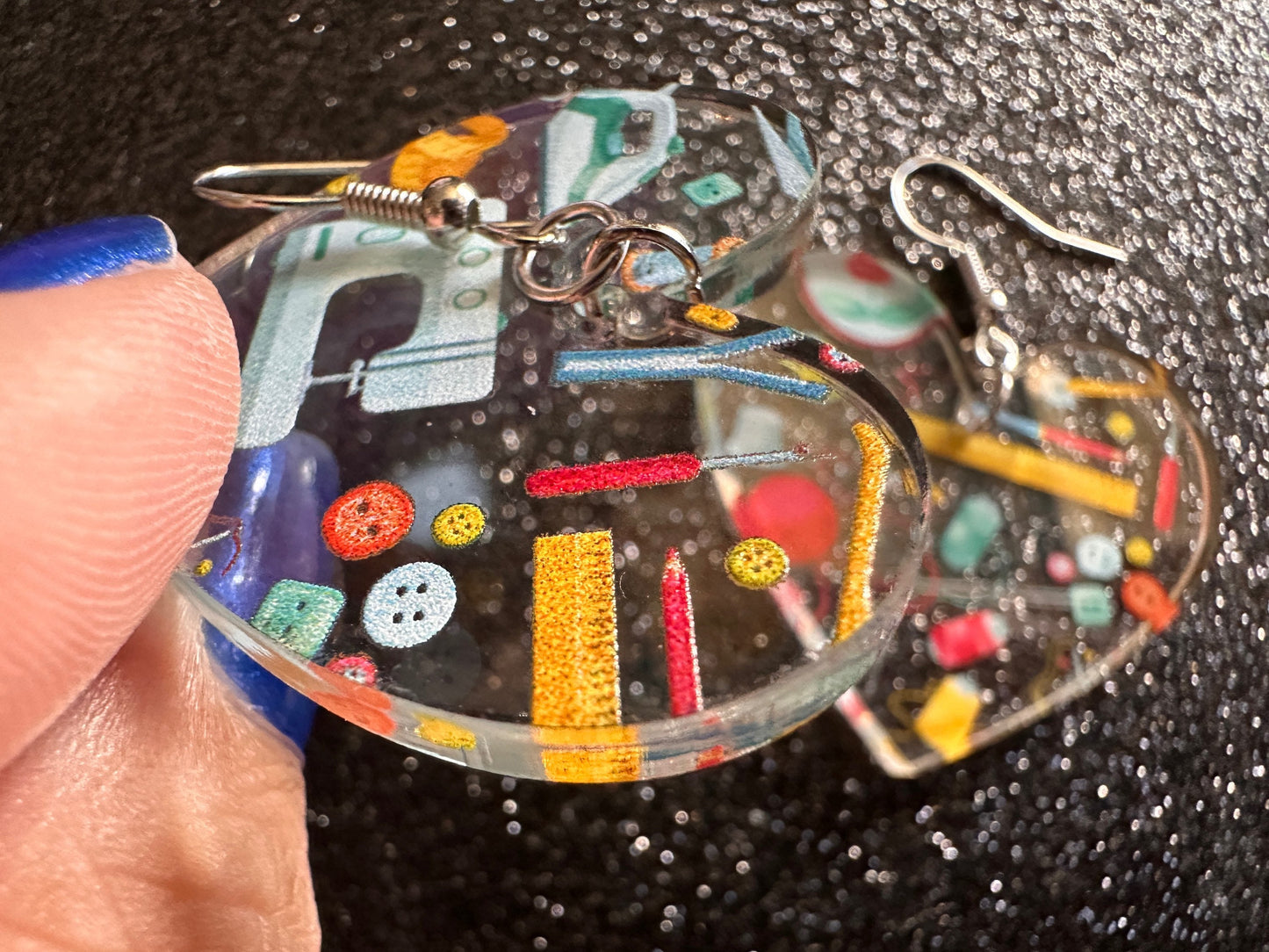 Tailor Earrings: Laser Cut Acrylic Sewing Machines, Hobby, Ruler, Yarn, Buttons, Sewing, Iron, Zipper, Needle, Best Gifts for Her/Him/Them