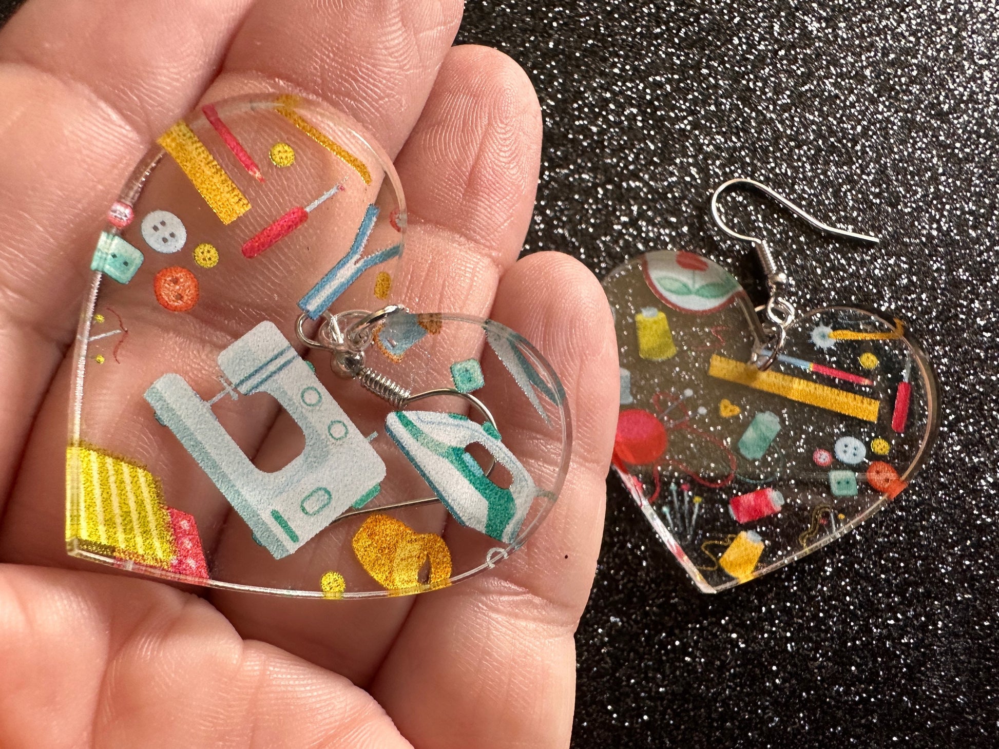 Tailor Earrings: Laser Cut Acrylic Sewing Machines, Hobby, Ruler, Yarn, Buttons, Sewing, Iron, Zipper, Needle, Best Gifts for Her/Him/Them